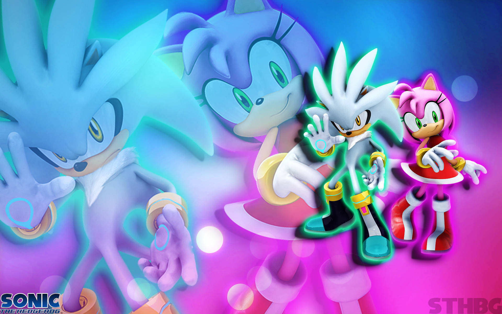 Silver The Hedgehog And Amy Rose Background