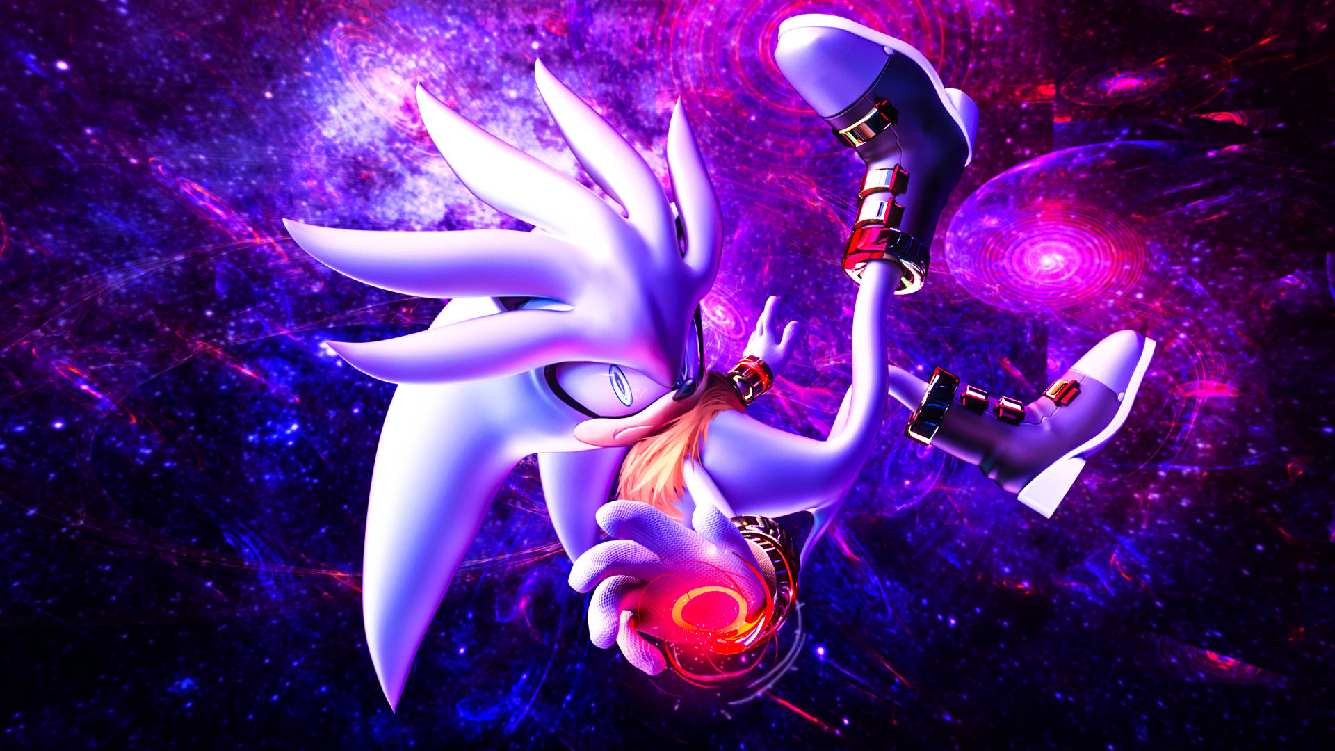 Silver The Hedgehog In Battle Stance Background