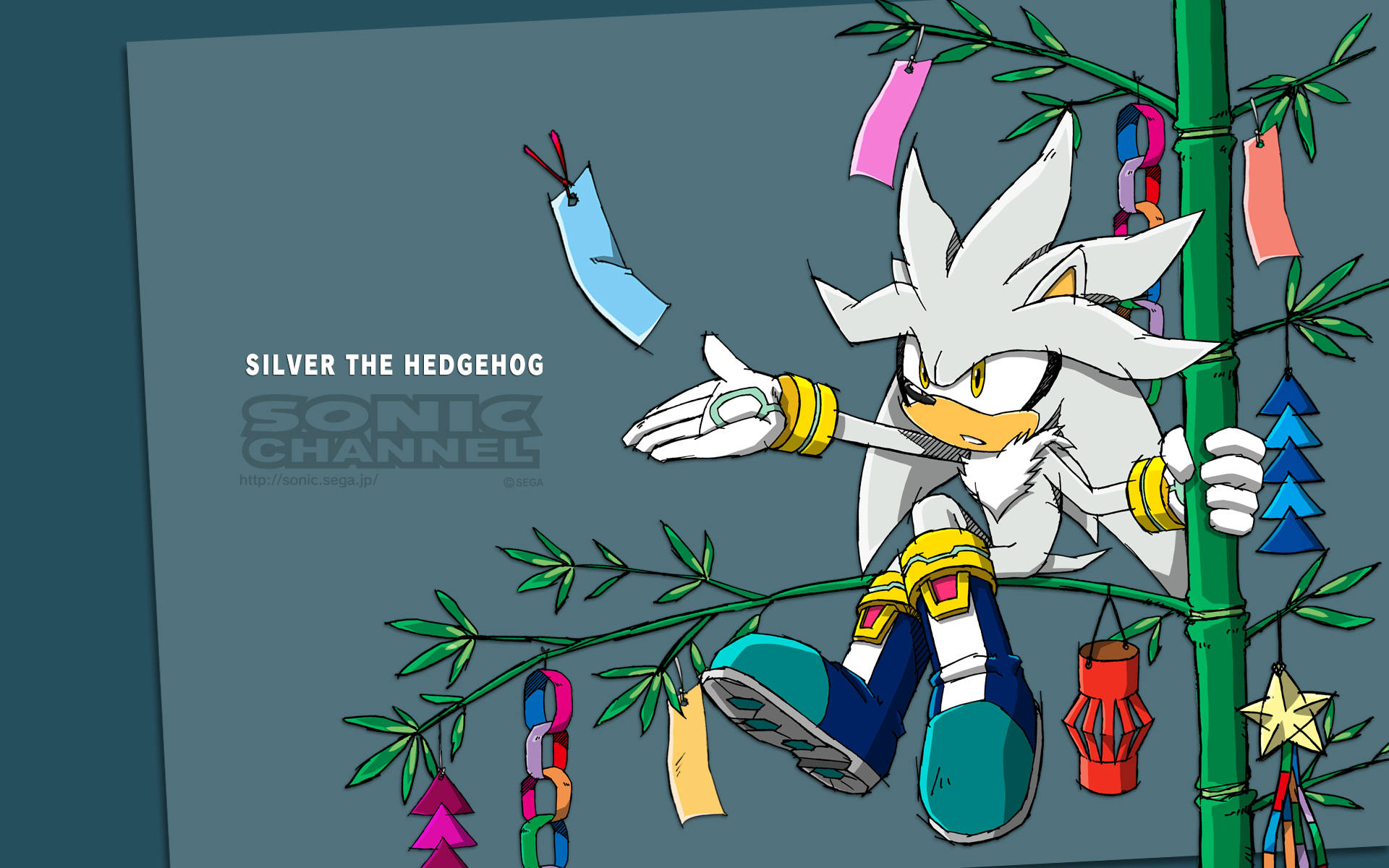 Silver The Hedgehog On Bamboo Background