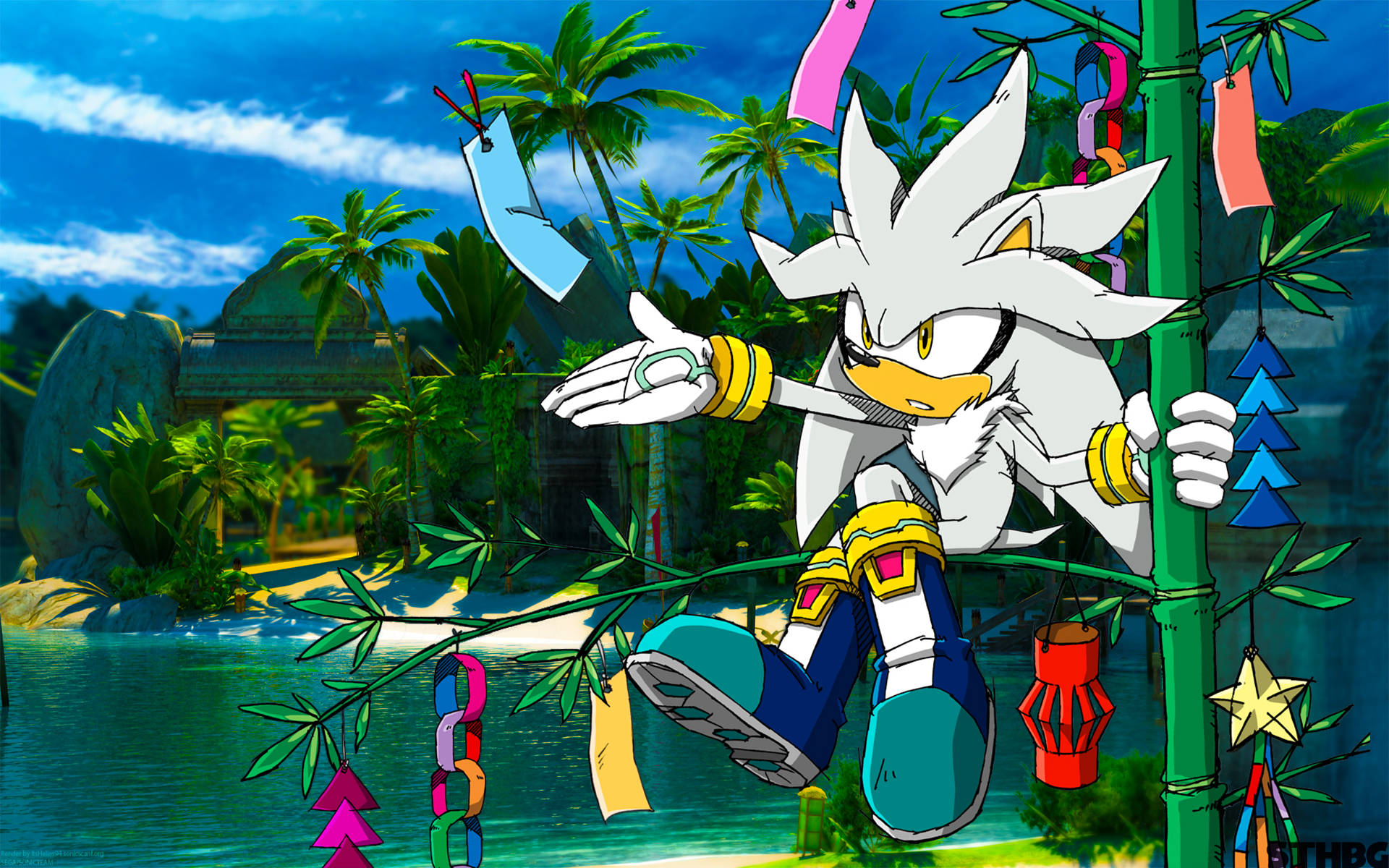 Silver The Hedgehog Tropical Place Background