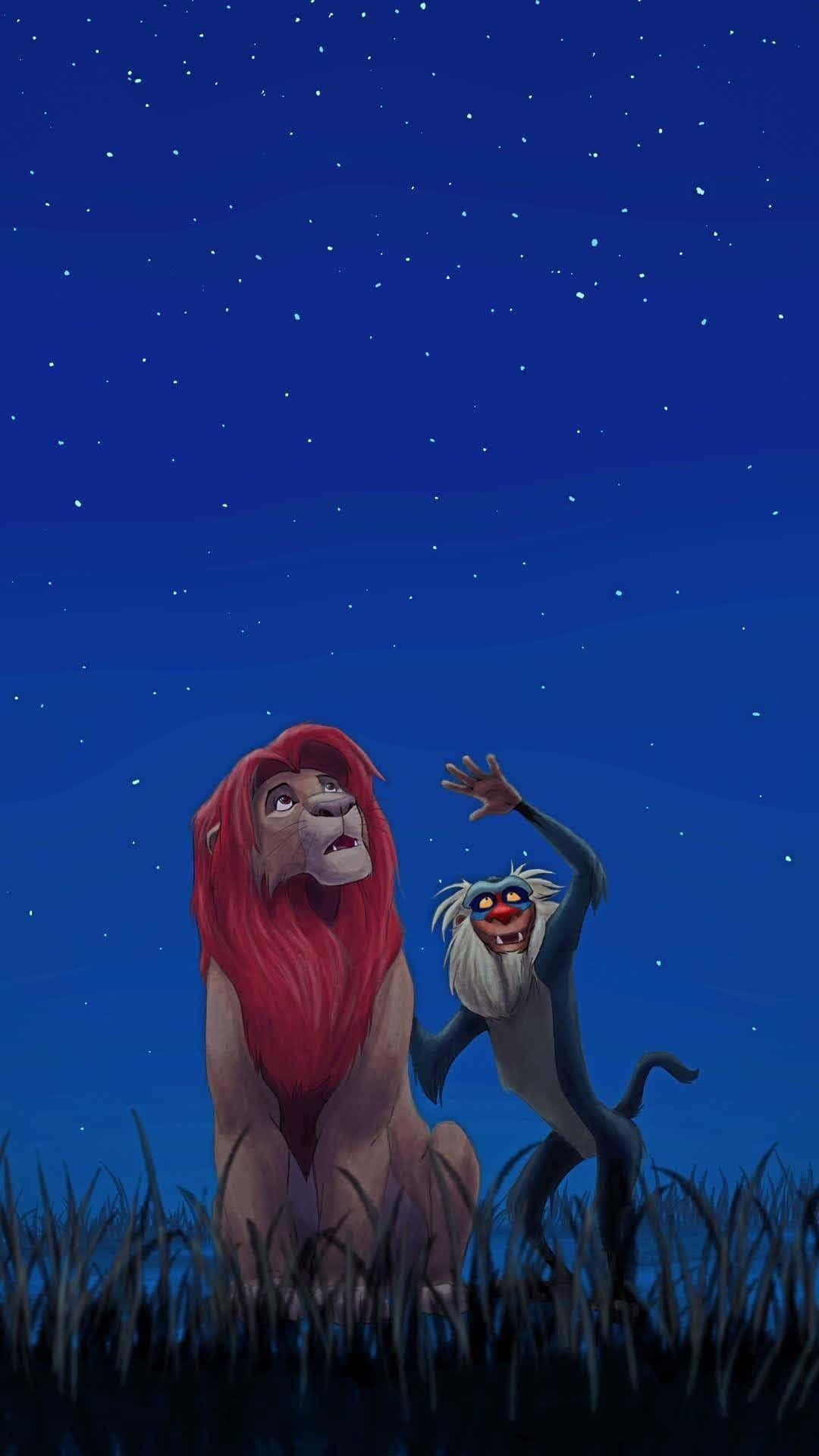 Simbaand Rafiki Night Sky Gazing Background