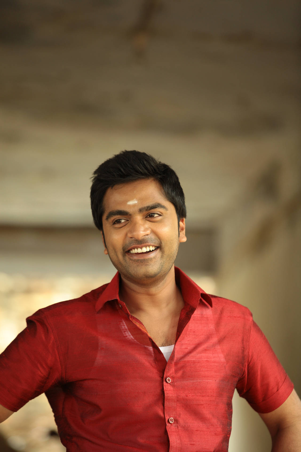 Simbu Solid Red Button-down Shirt Background