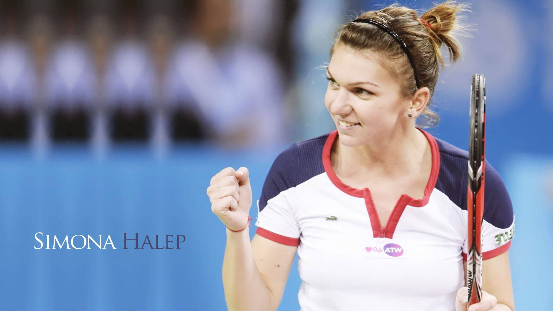 Simona Halep Doing Fist Pump Background