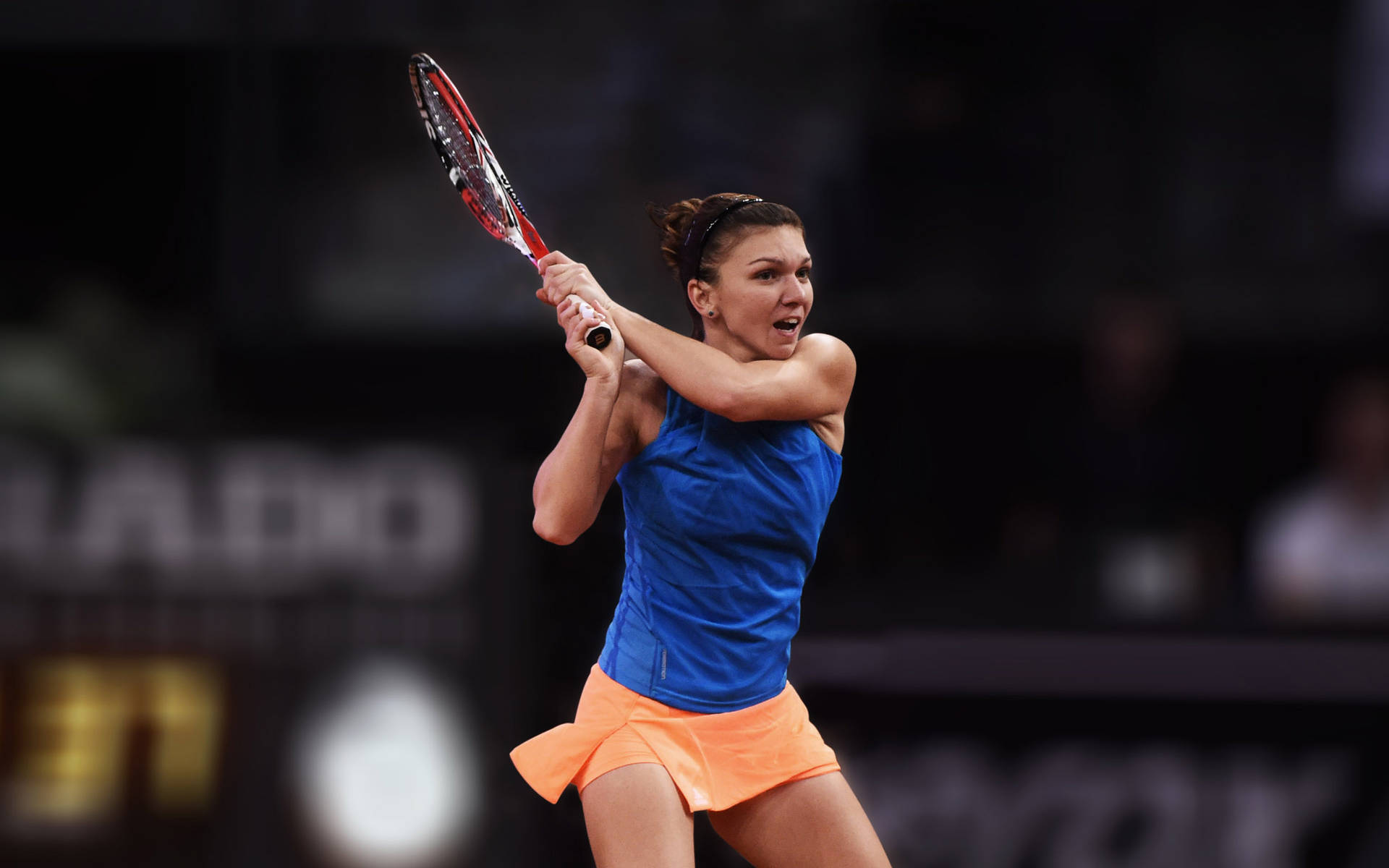 Simona Halep Holding A Racket Background