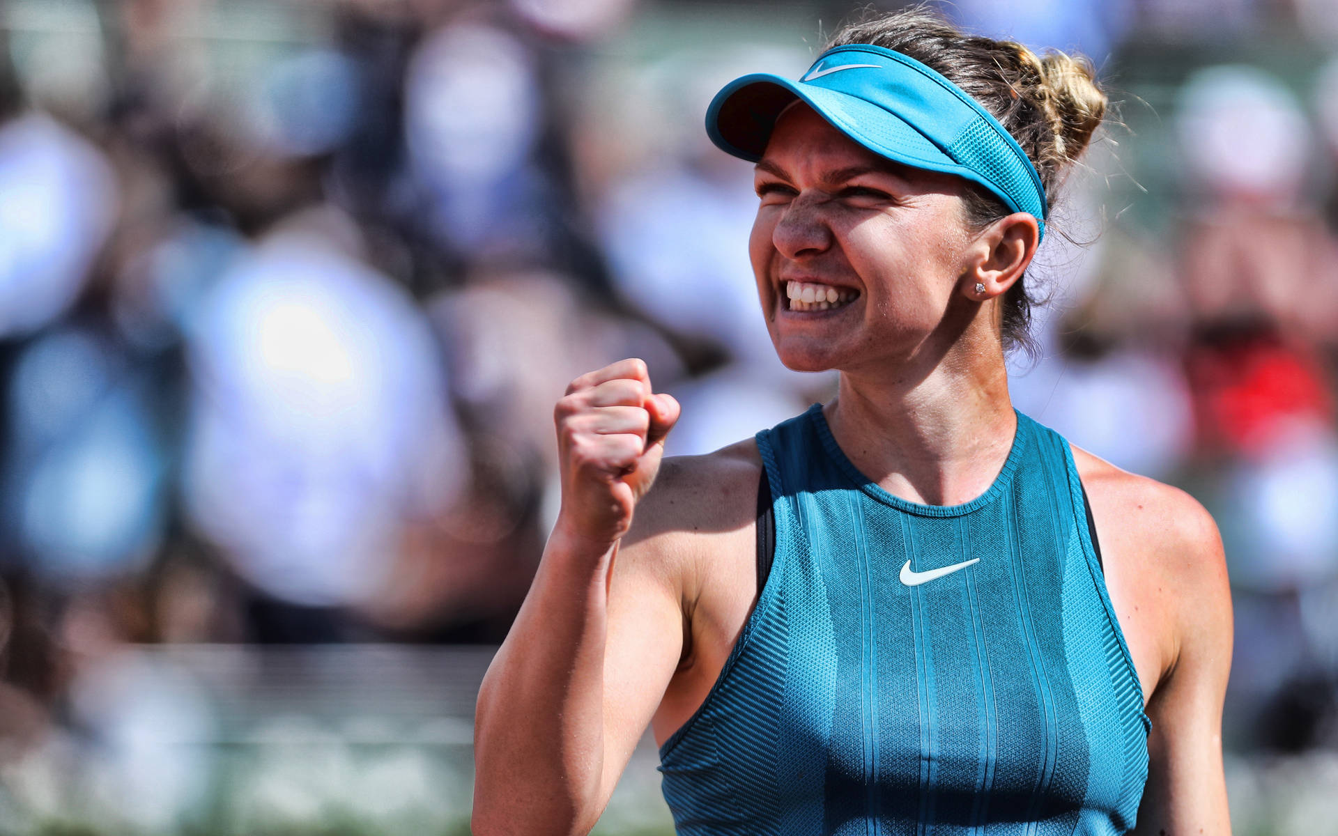 Simona Halep Smiling Widely Background