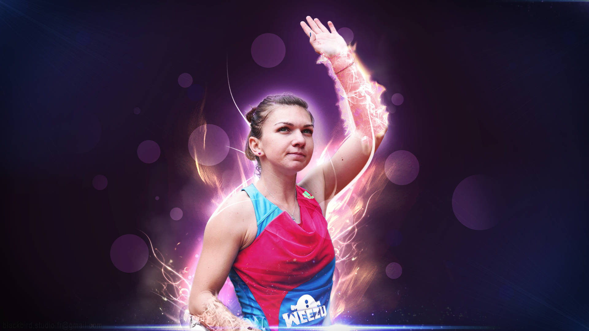 Simona Halep Waving Her Hand Background