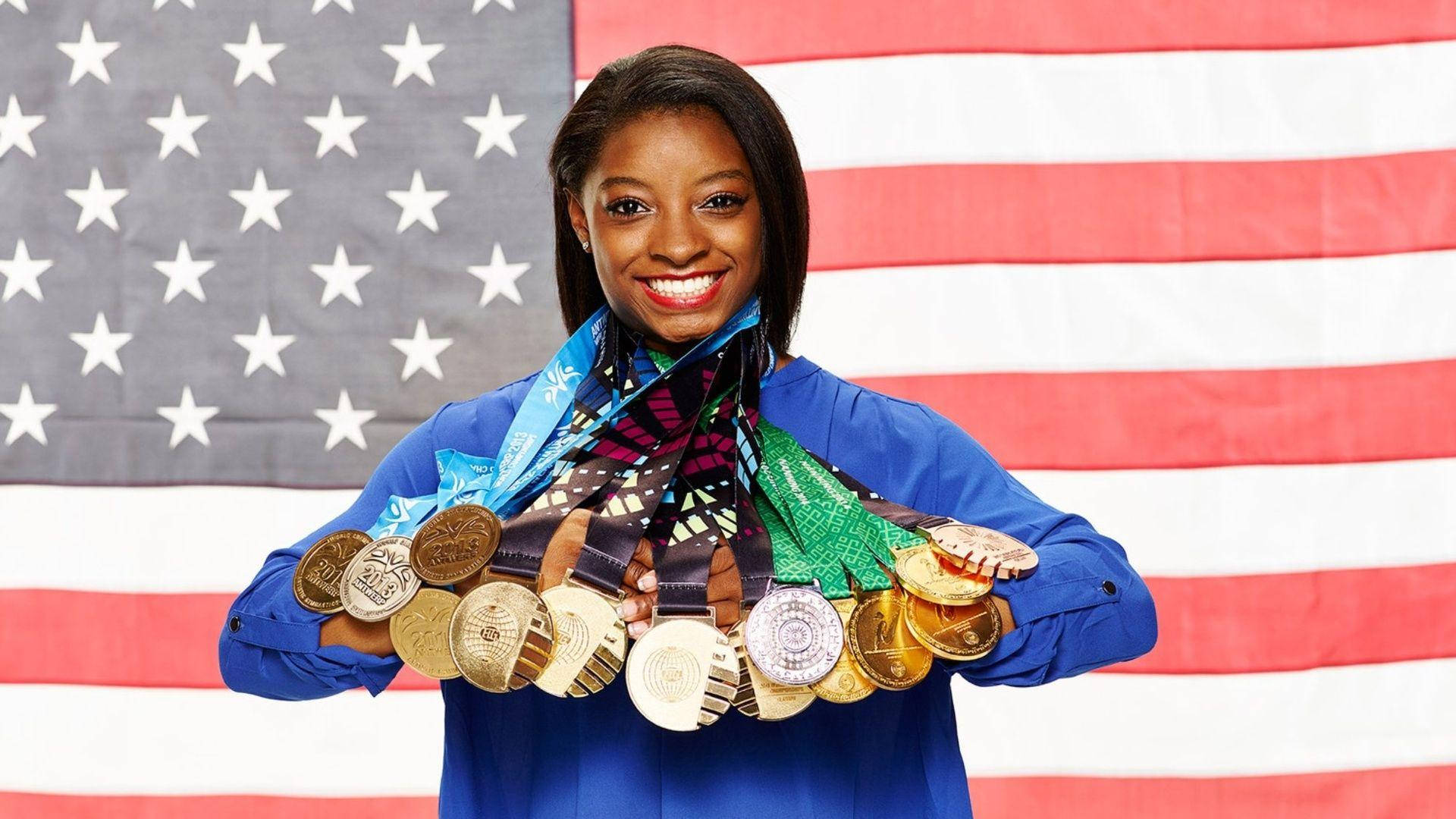 Simone Biles Medals Background