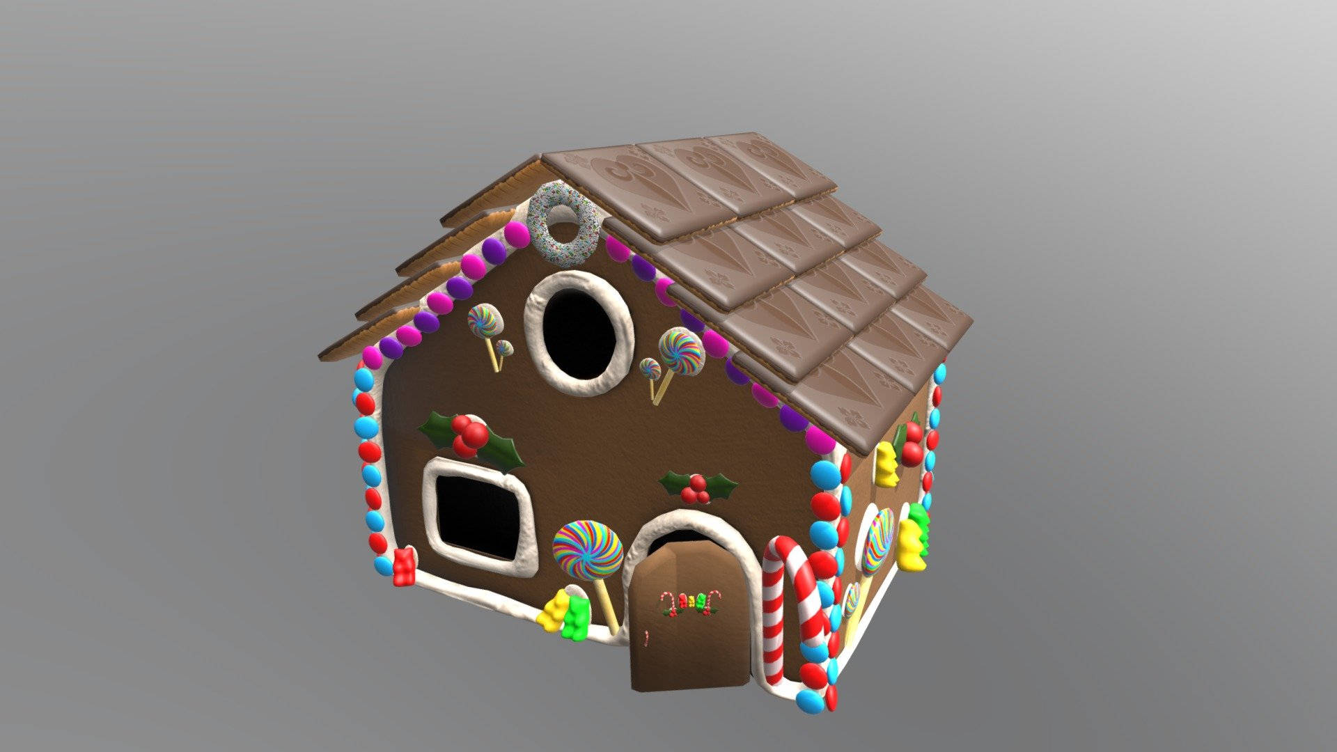 Simple 3d Gingerbread House Model Background