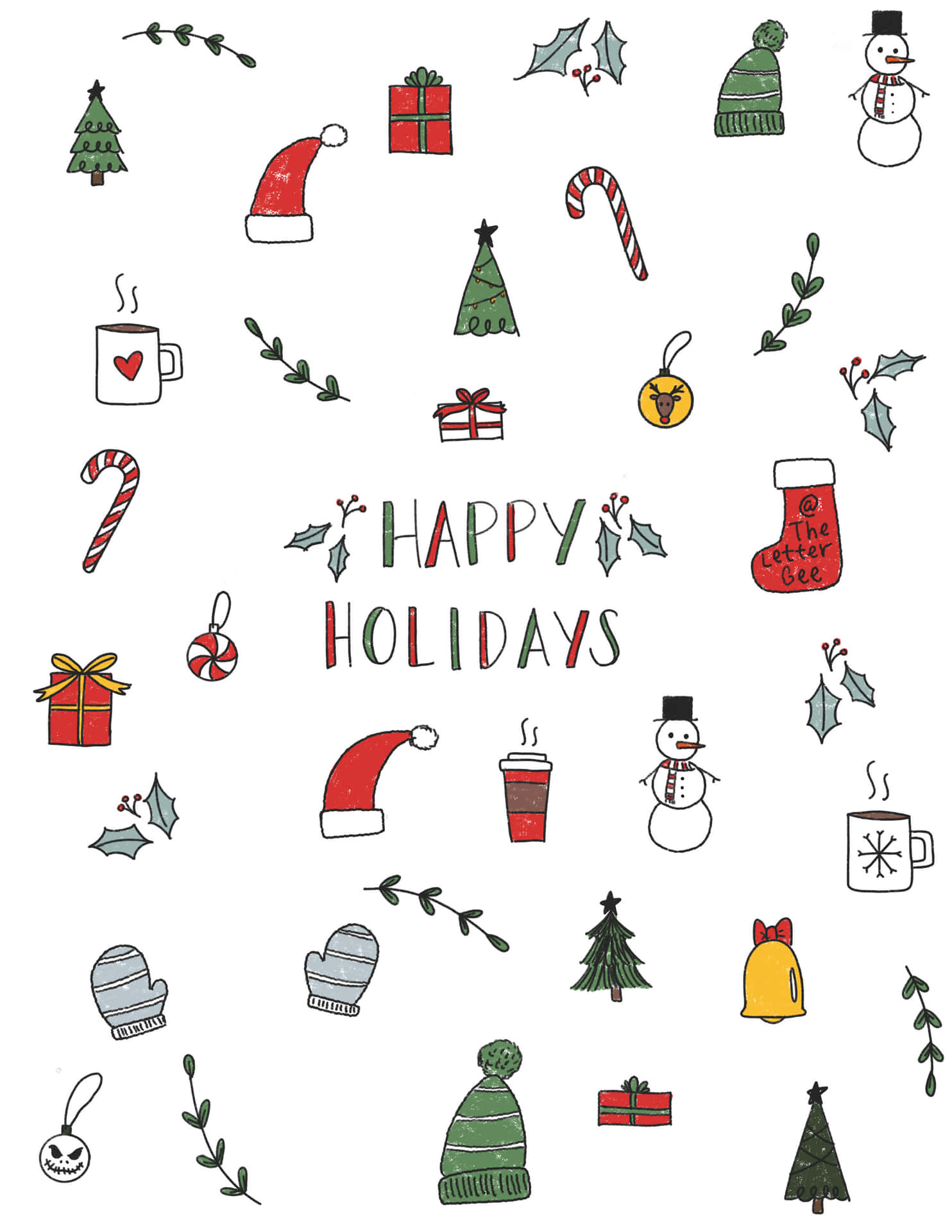 Simple Aesthetic Cute Christmas Card Against A White Background Background