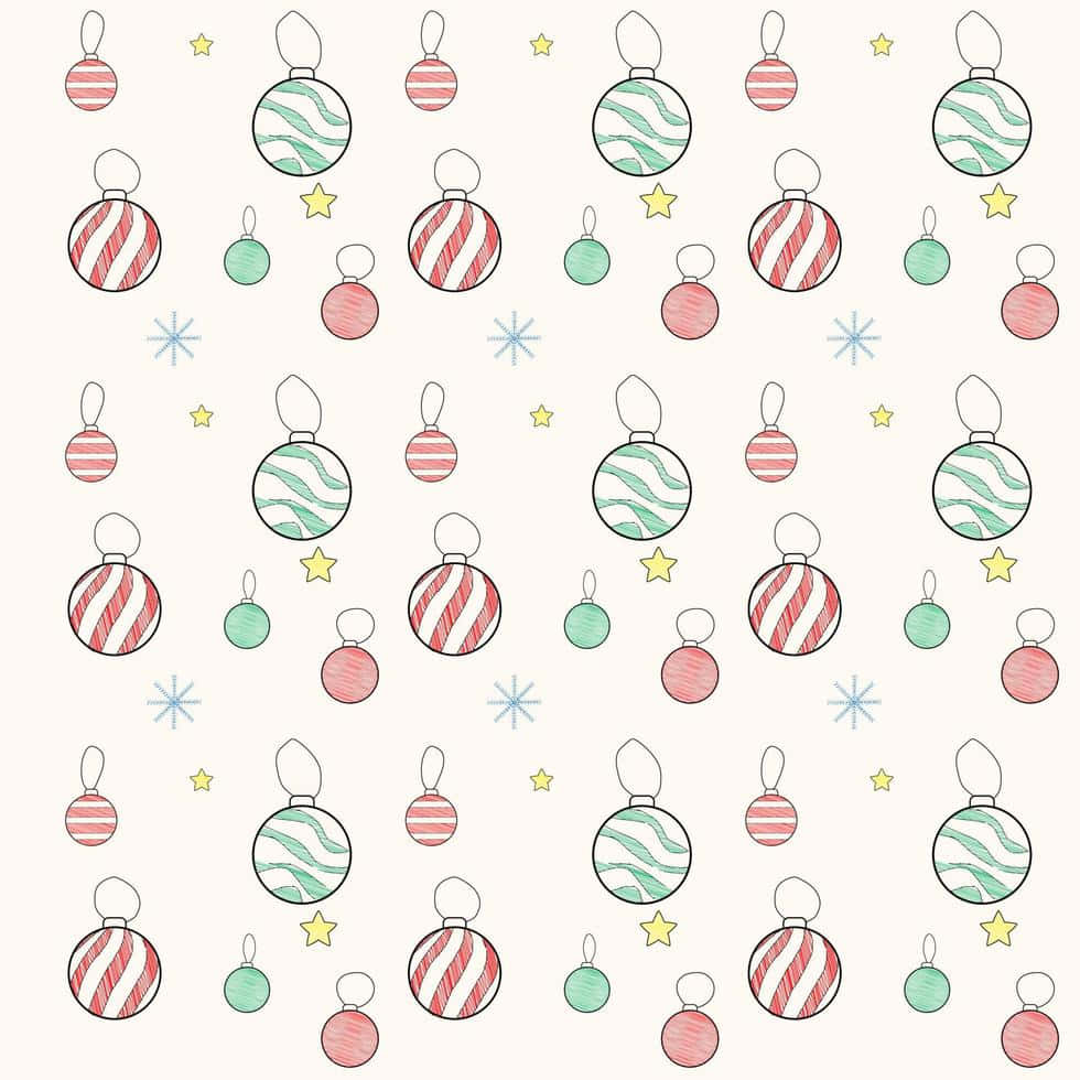 Simple Aesthetic Cute Christmas Red And Teal Baubles Background