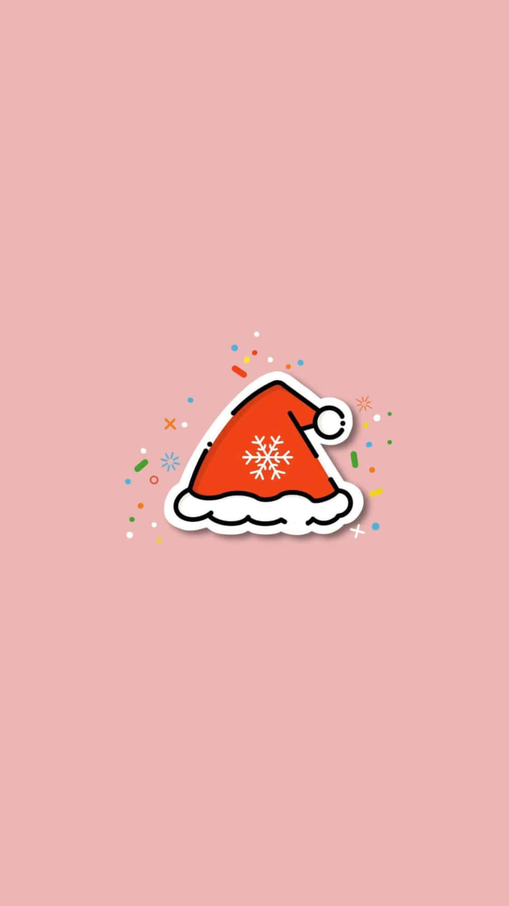 Simple Aesthetic Cute Christmas Santa Hat With A Snowflake Background
