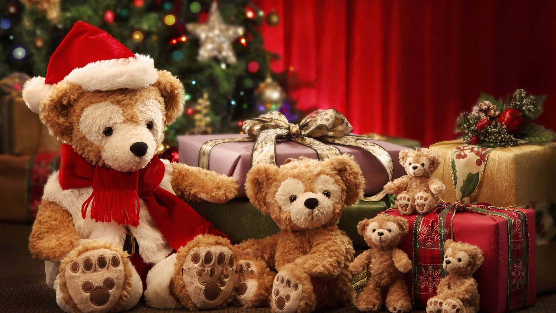 Simple Aesthetic Cute Christmas Teddy Bears Background