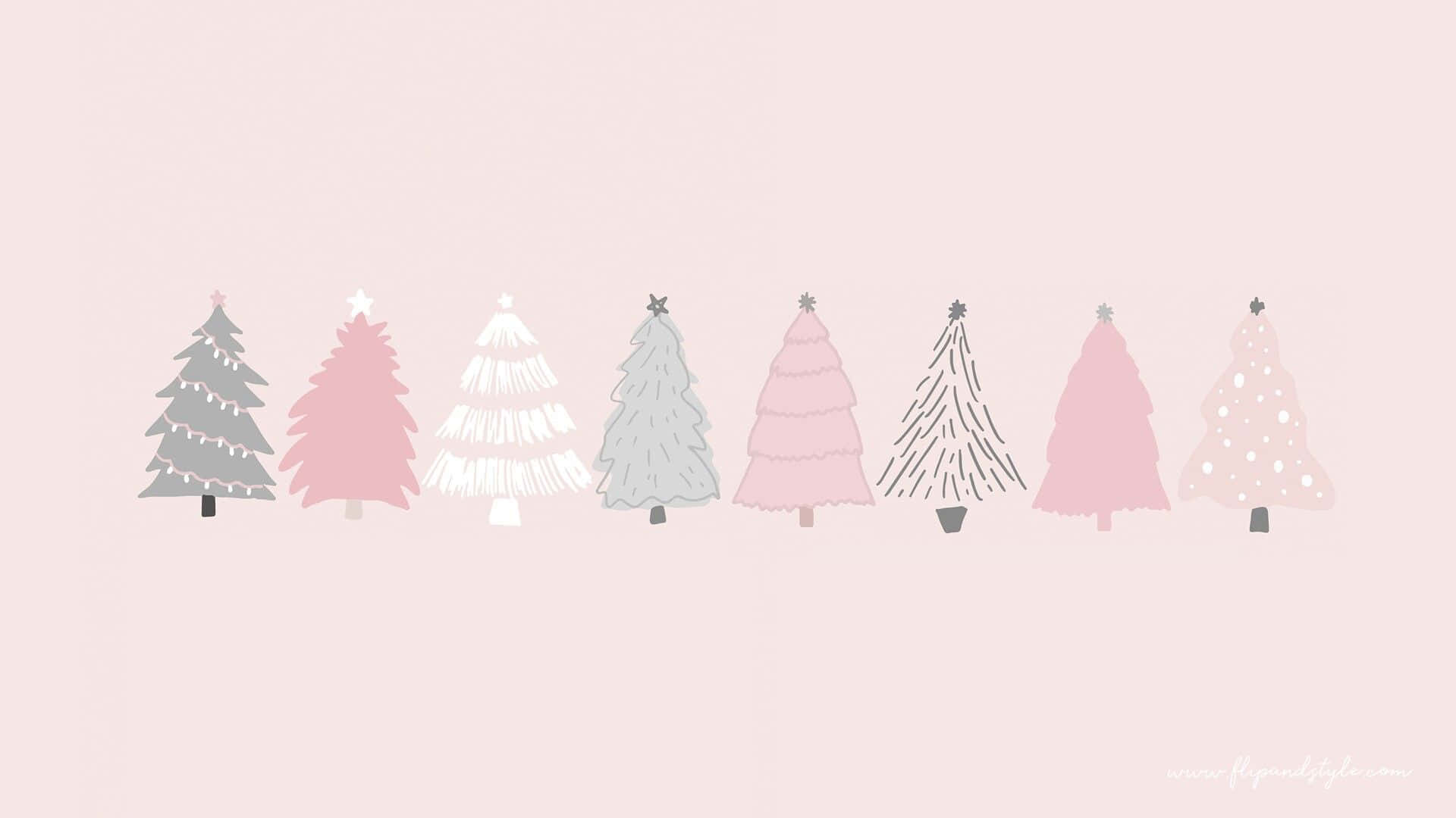 Simple Aesthetic Cute Christmas Trees In Soft Colors