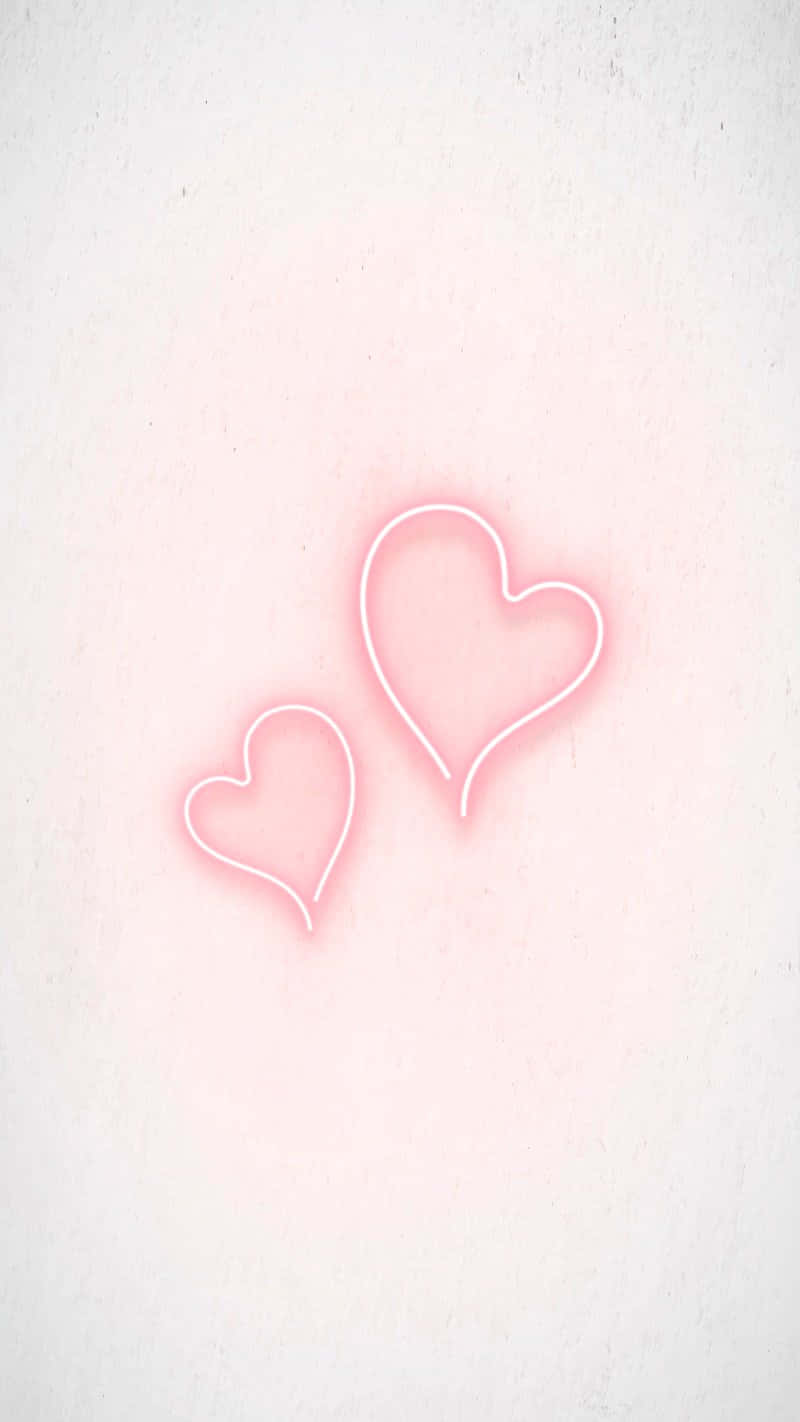 Simple Aesthetic Pink Neon Hearts Background