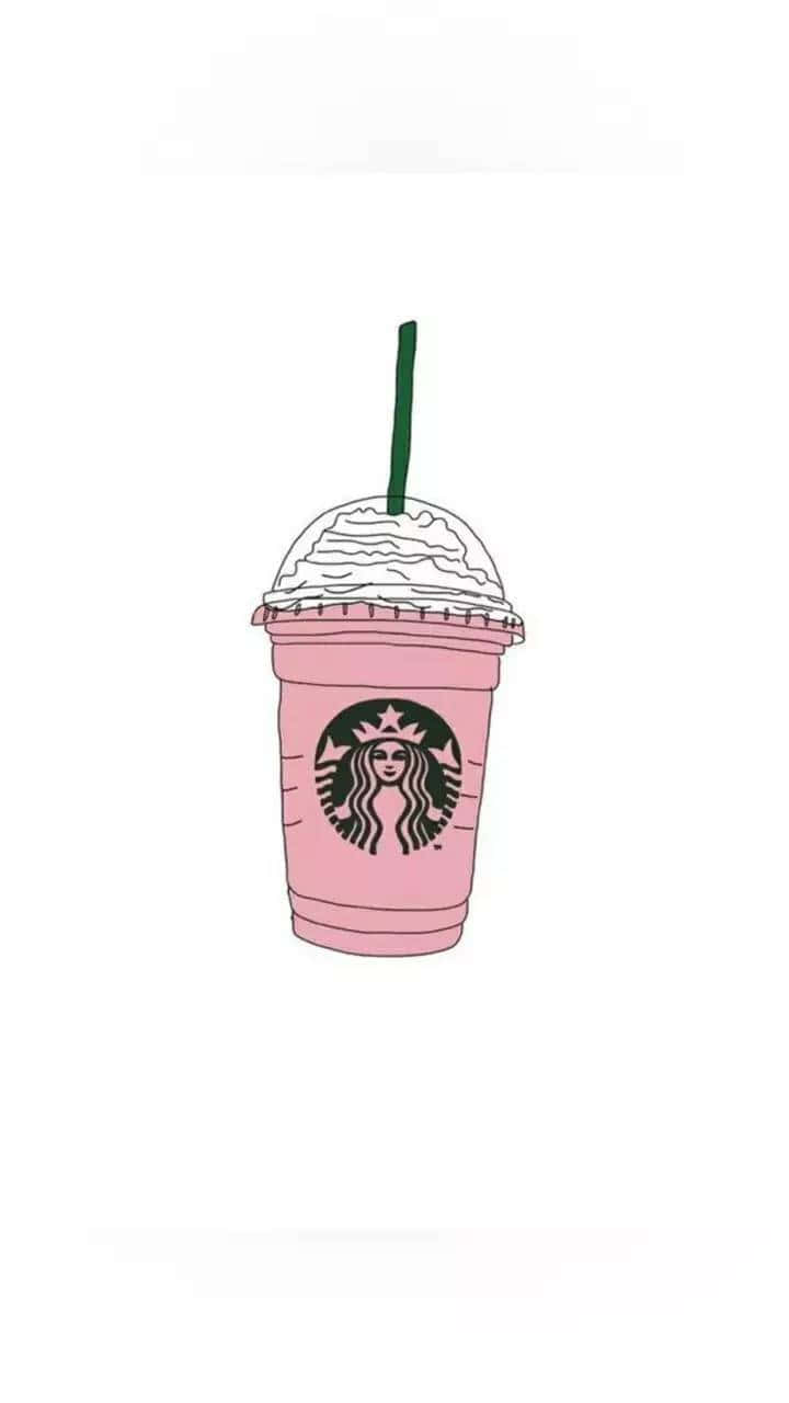 Simple Aesthetic Starbucks Iced Coffee Pink Drink Background