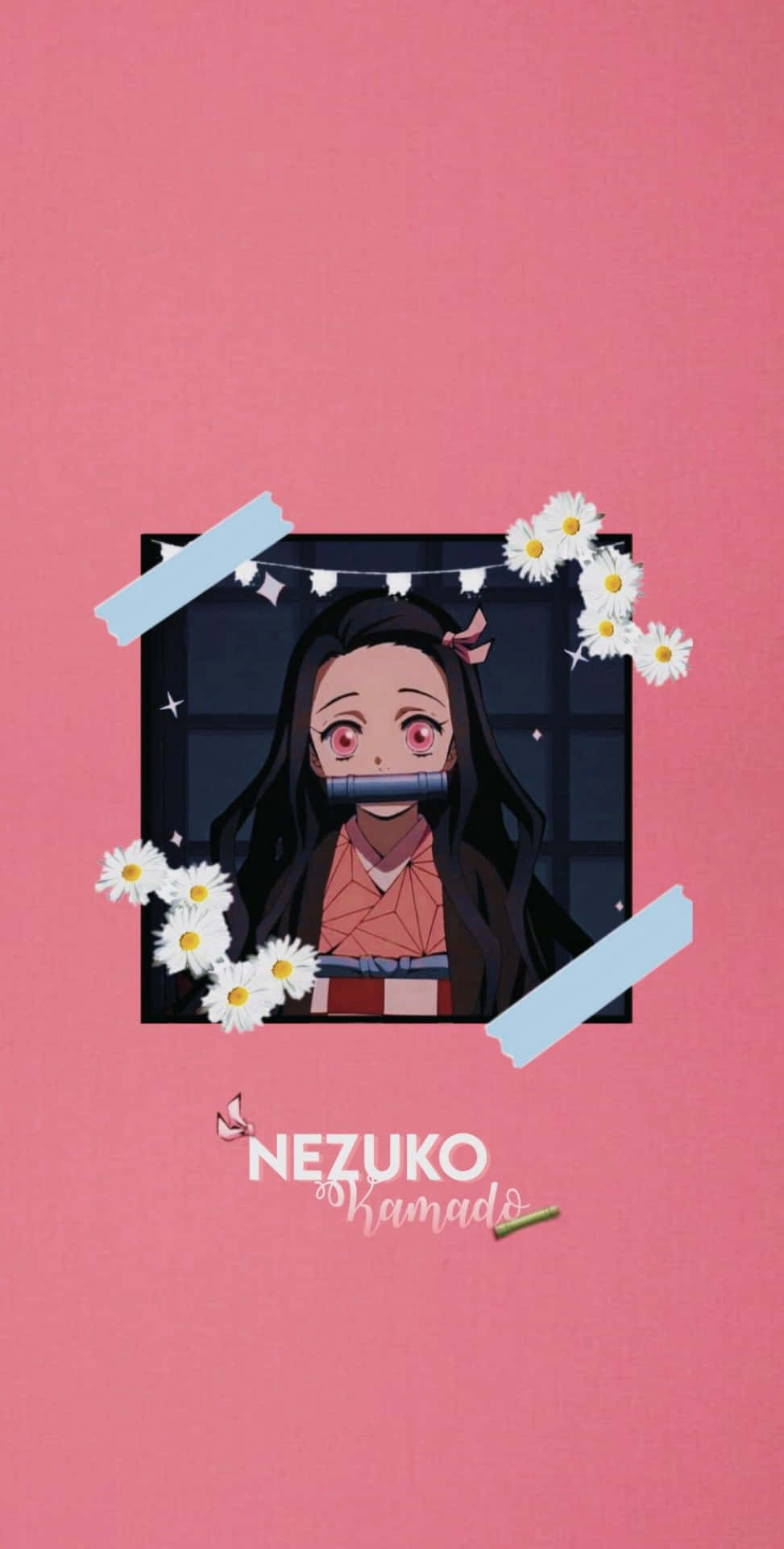 Simple And Cute Nezuko Kamado Illustration Background