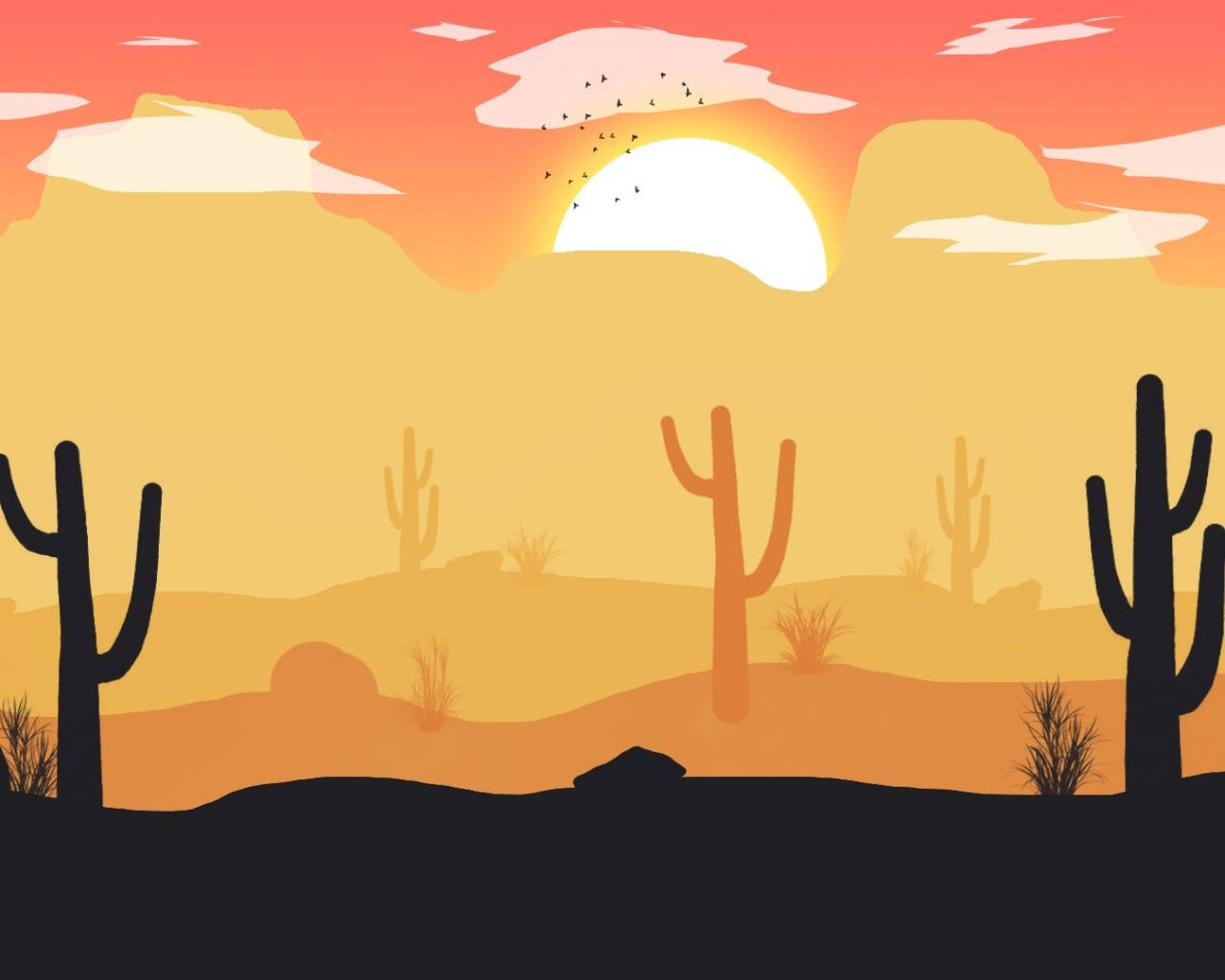 Simple Art Desert Sun Background