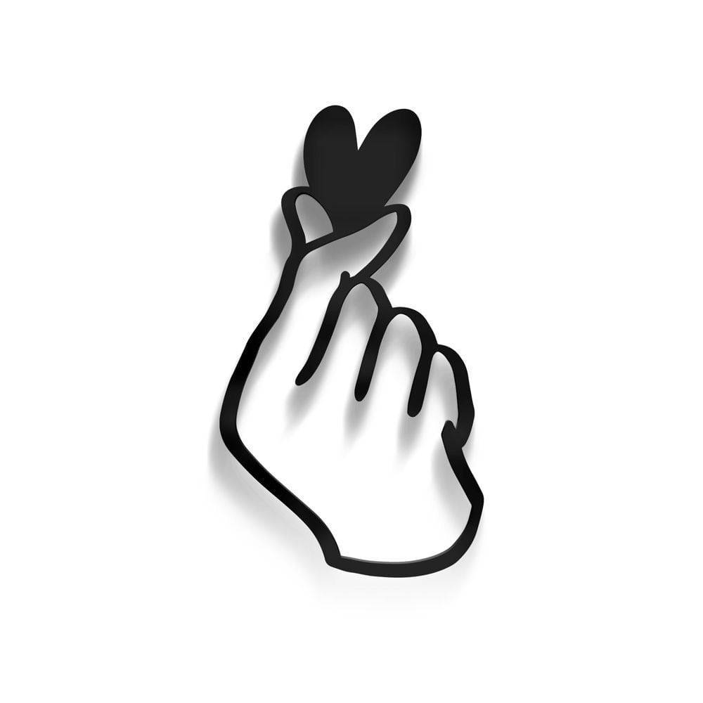 Simple B&w Saranghae Finger Heart Background