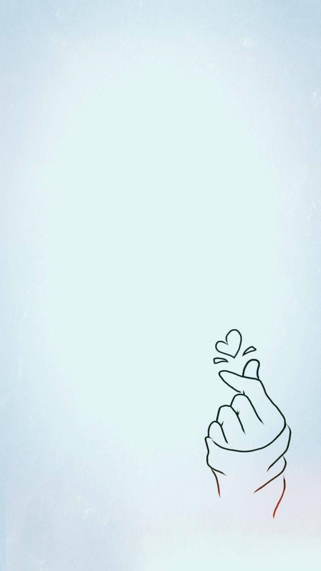 Simple Baby Blue Saranghae Finger Heart Background