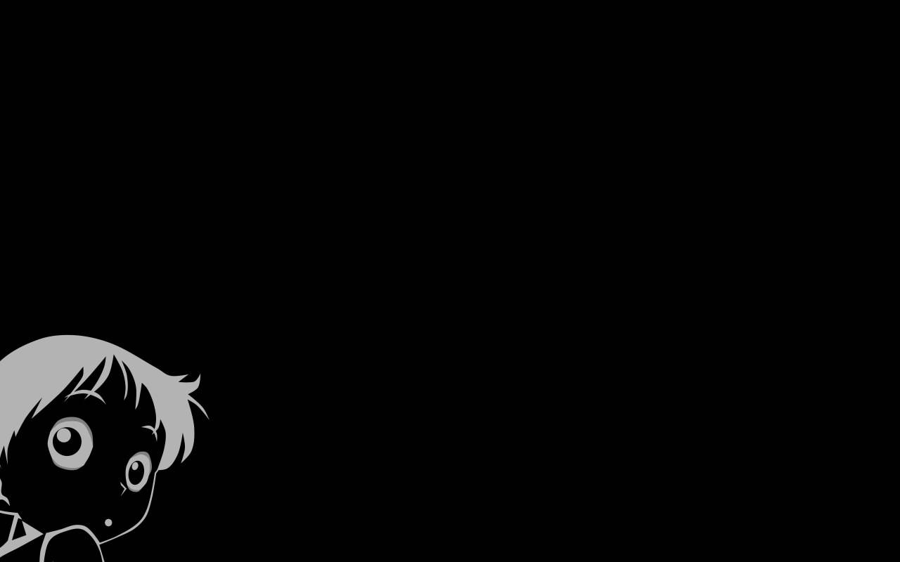Simple Black Anime Boy Looking Back Background