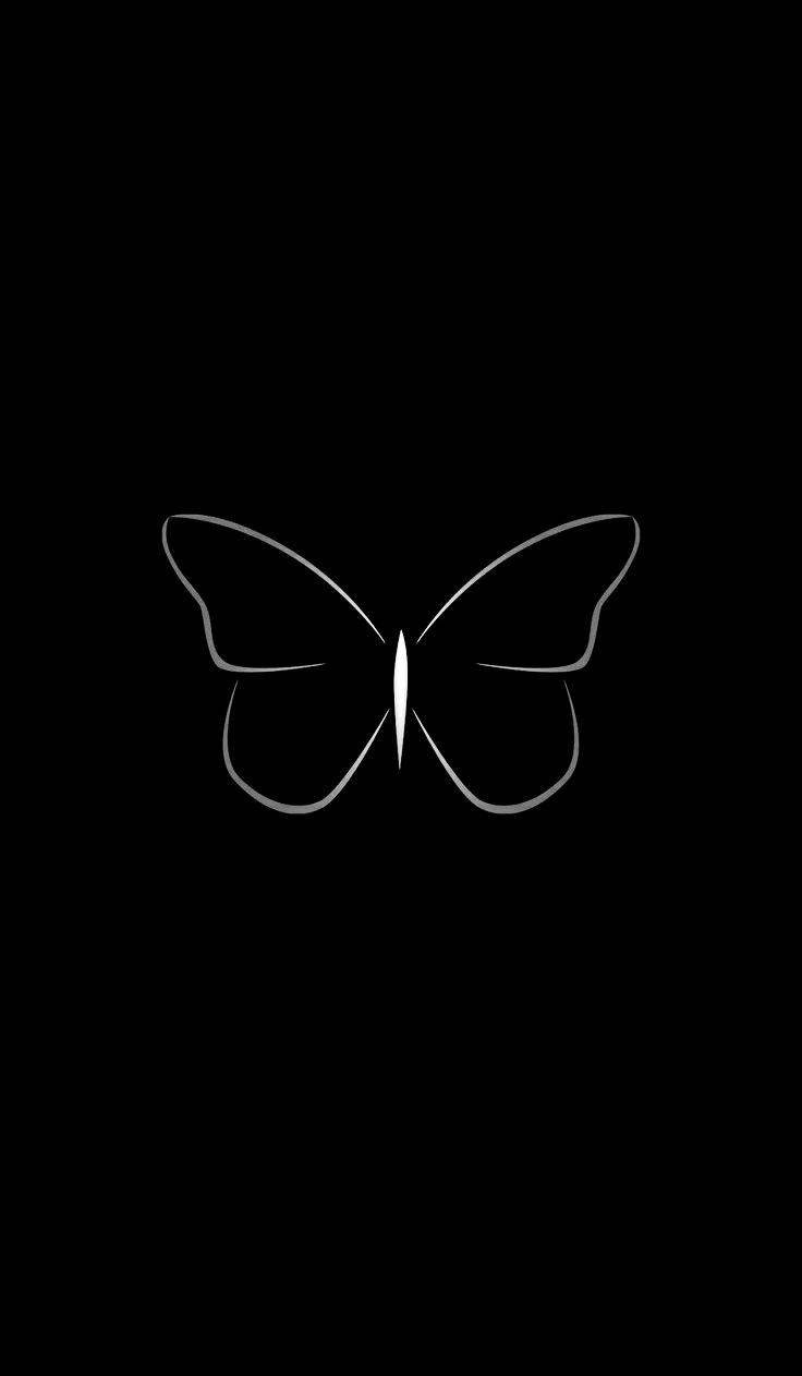 Simple Black Butterfly With White Outline Background