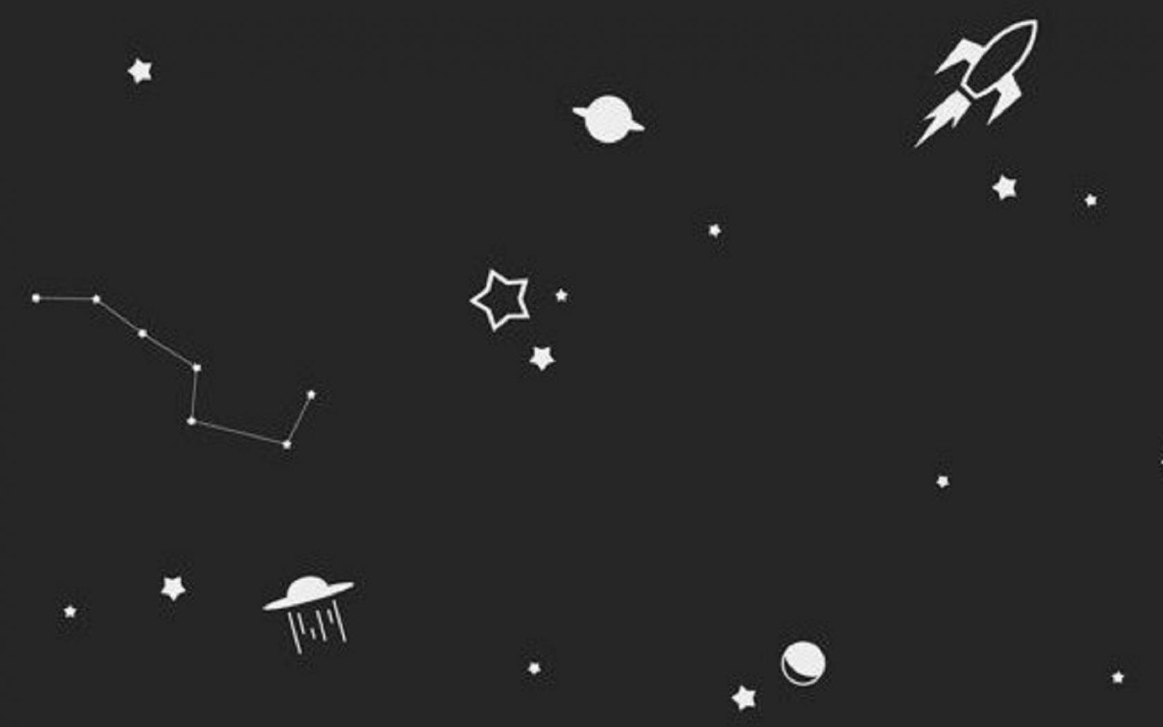 Simple Black Galaxy Doodles Background
