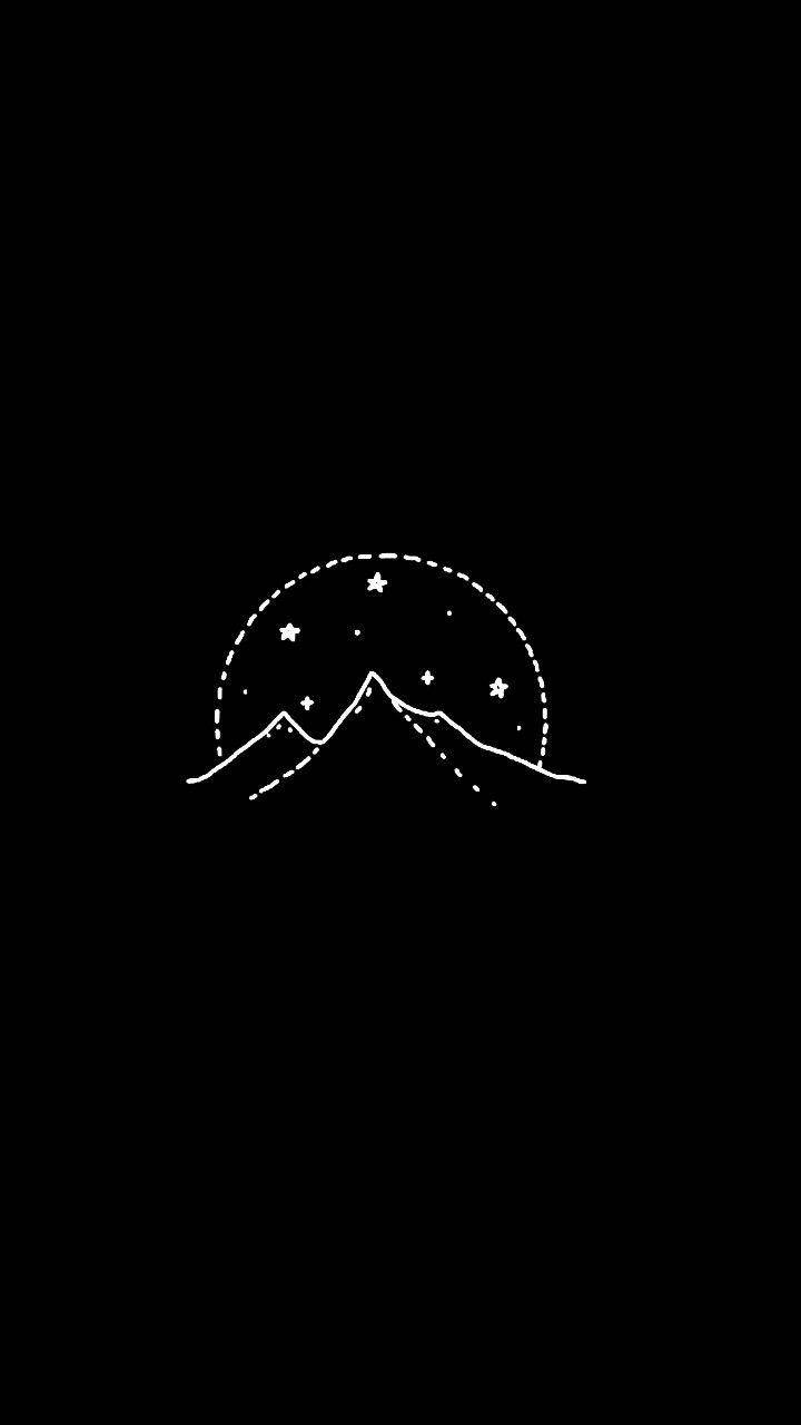 Simple Black Mountain And Stars Background