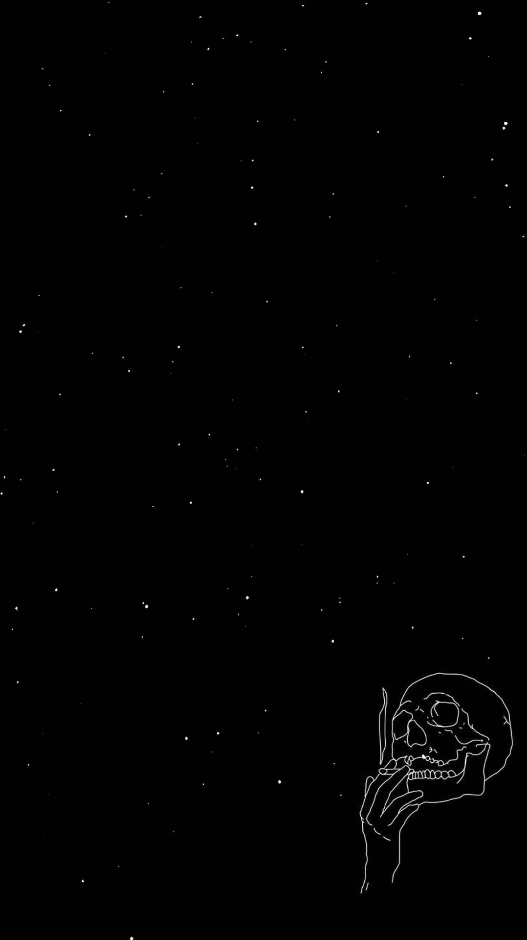 Simple Black Smoking Skull And Stars Background