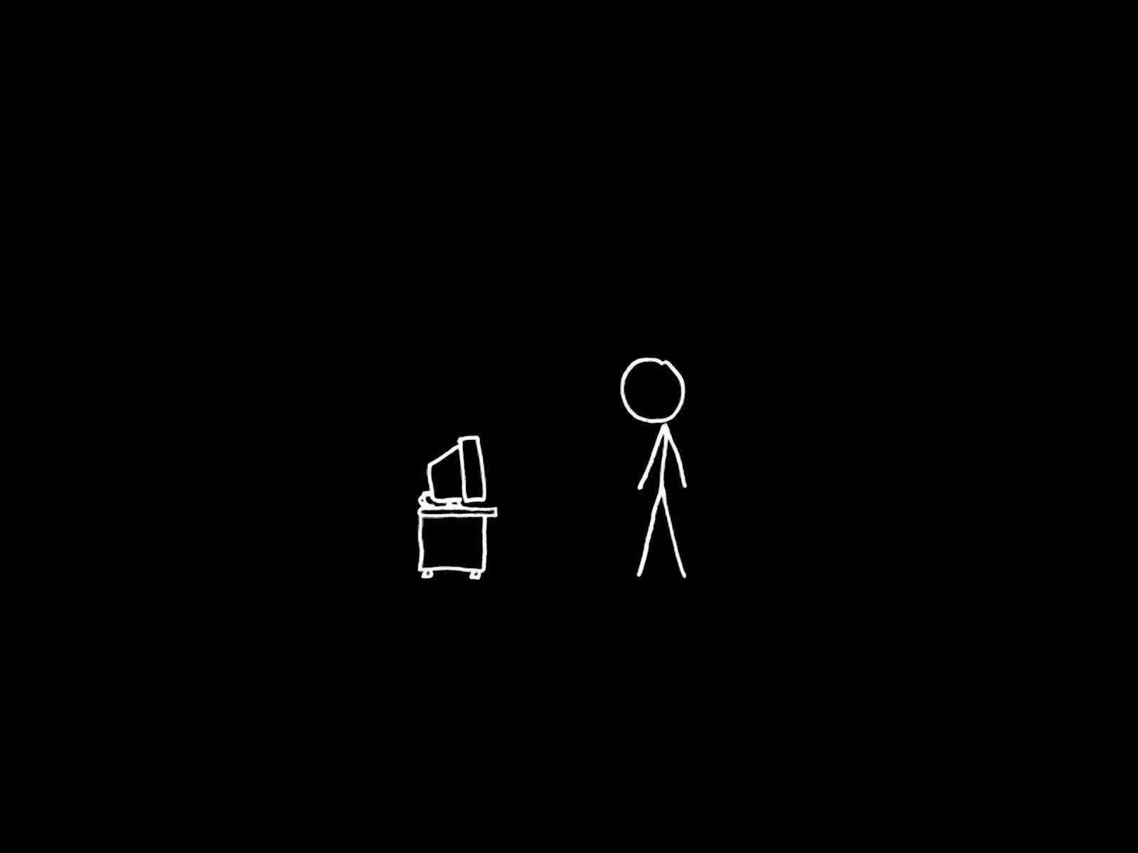 Simple Black Stick Figure And Computer Background