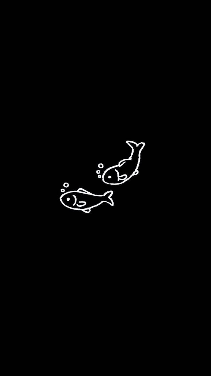 Simple Black Swimming Fish Background