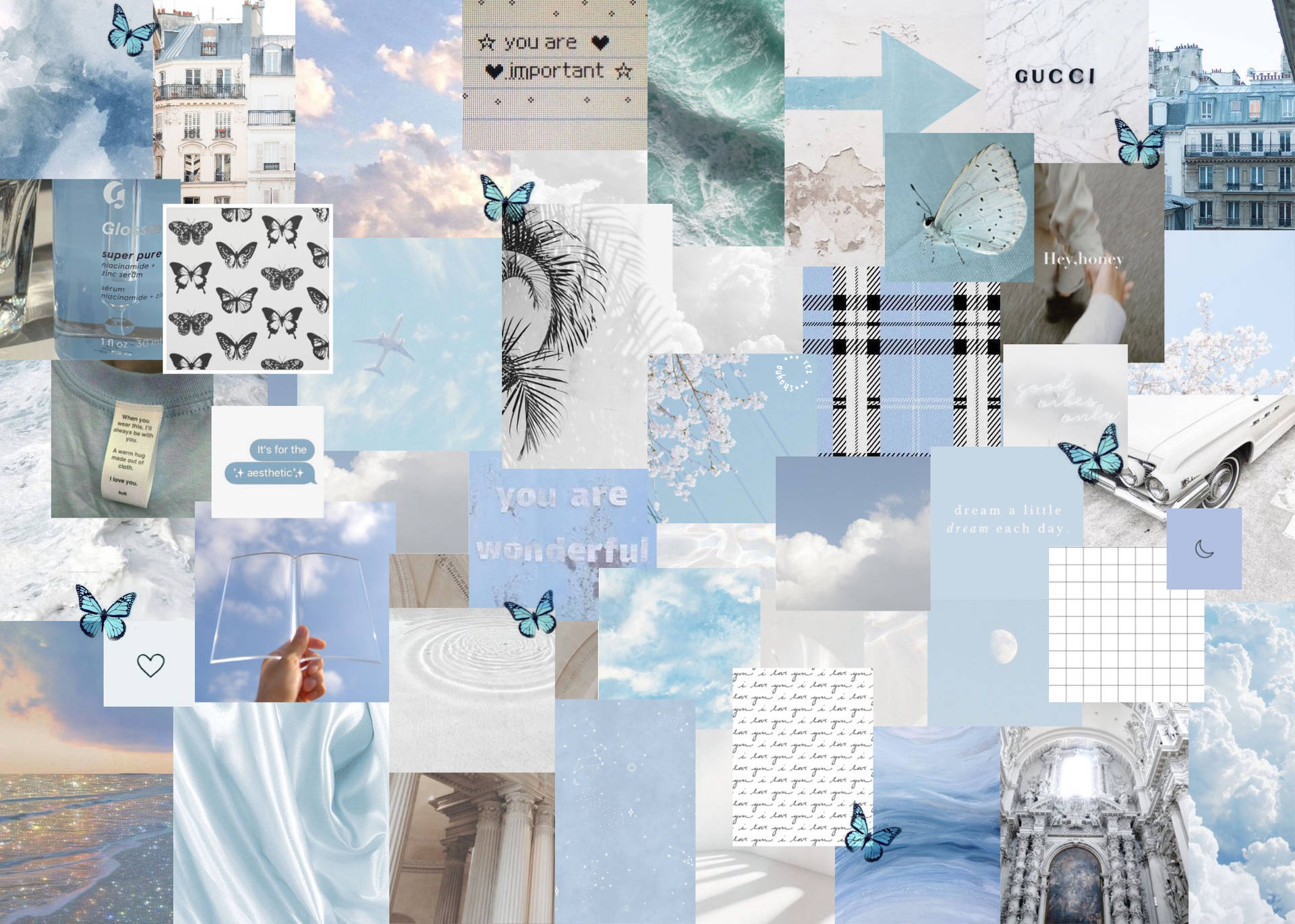 Simple Blue Aesthetic Collage Desktop