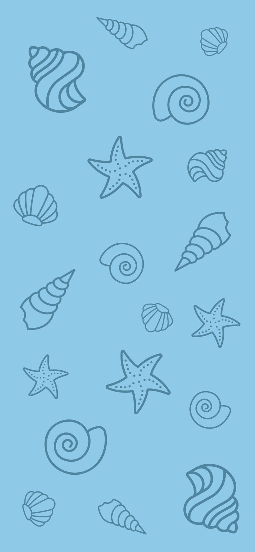 Simple Blue Aesthetic Seashells Background