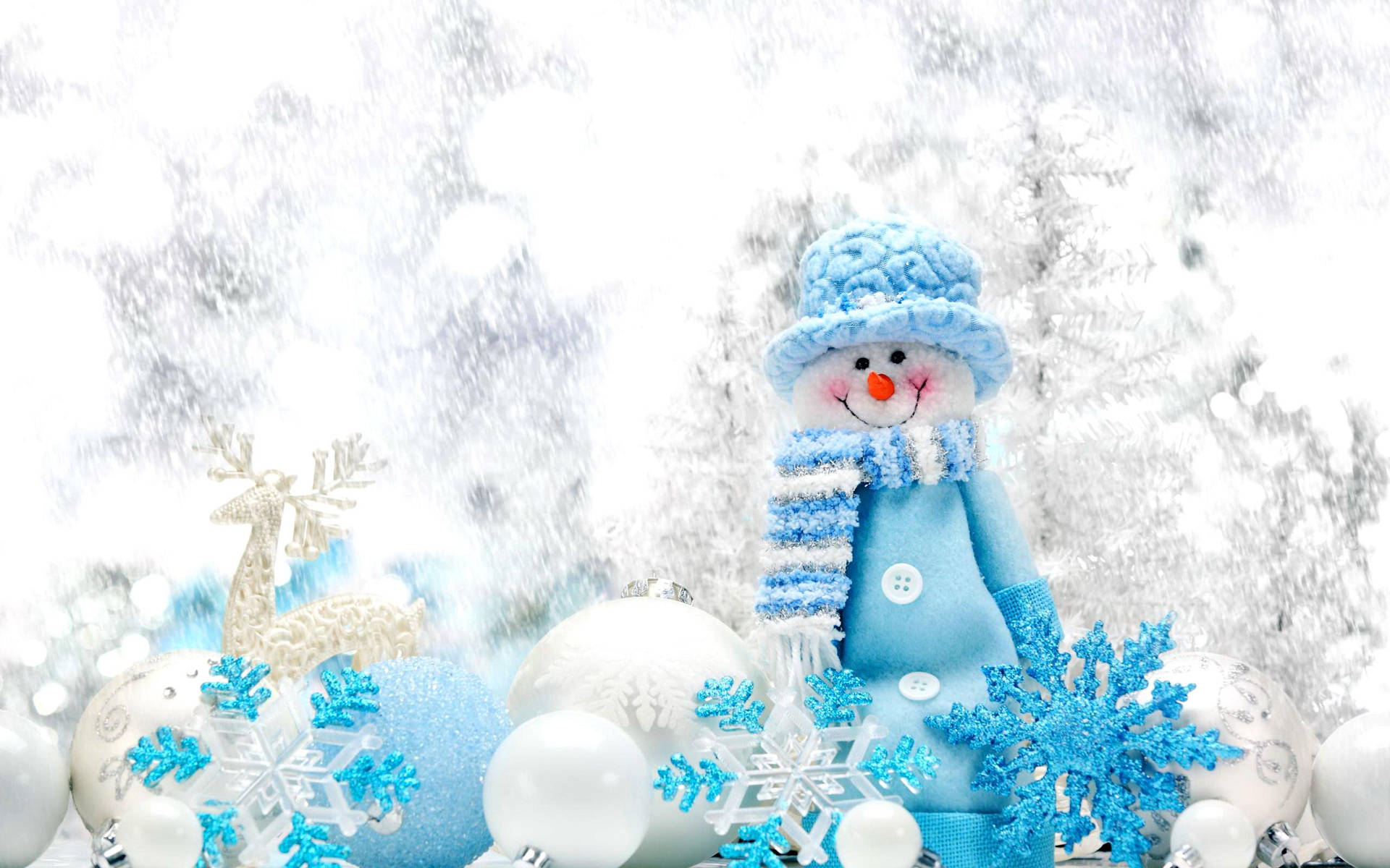 Simple Blue Snowman Background