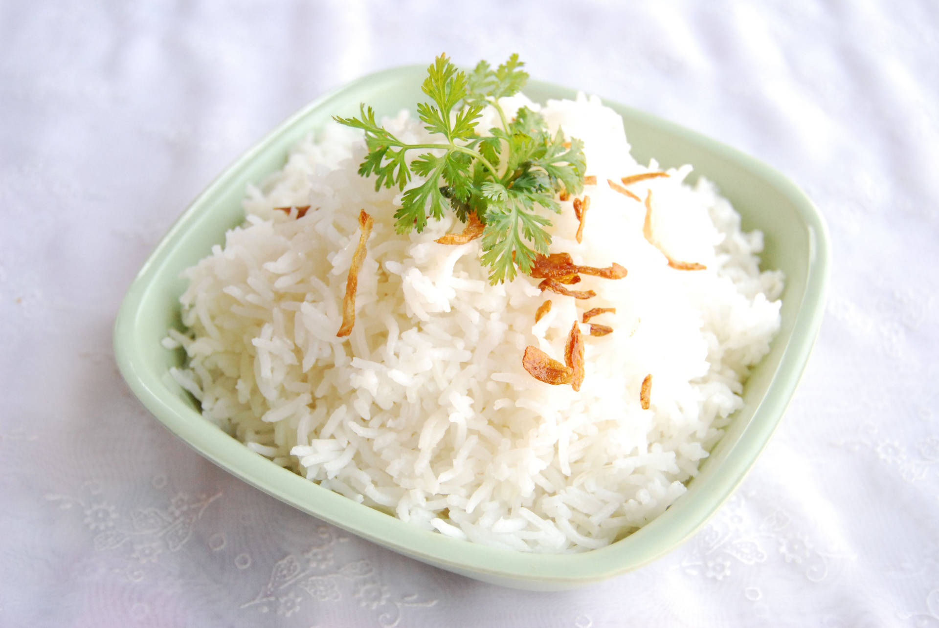 Simple Bowl Of White Rice Background