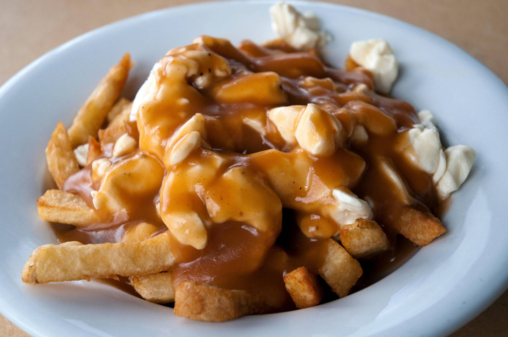 Simple Canadian Poutine Dish Background