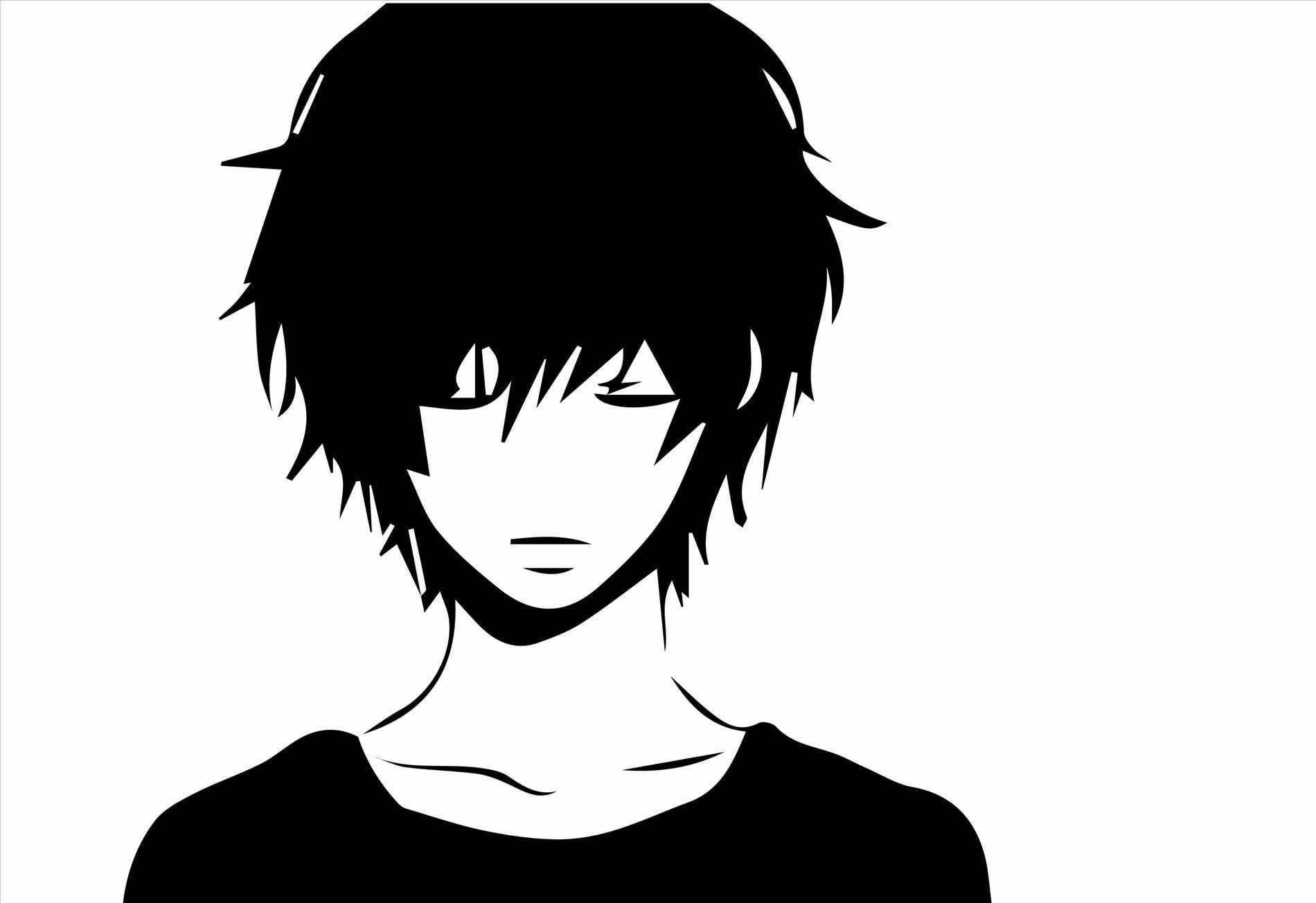 Simple Cartoon Boy Black And White Art Background