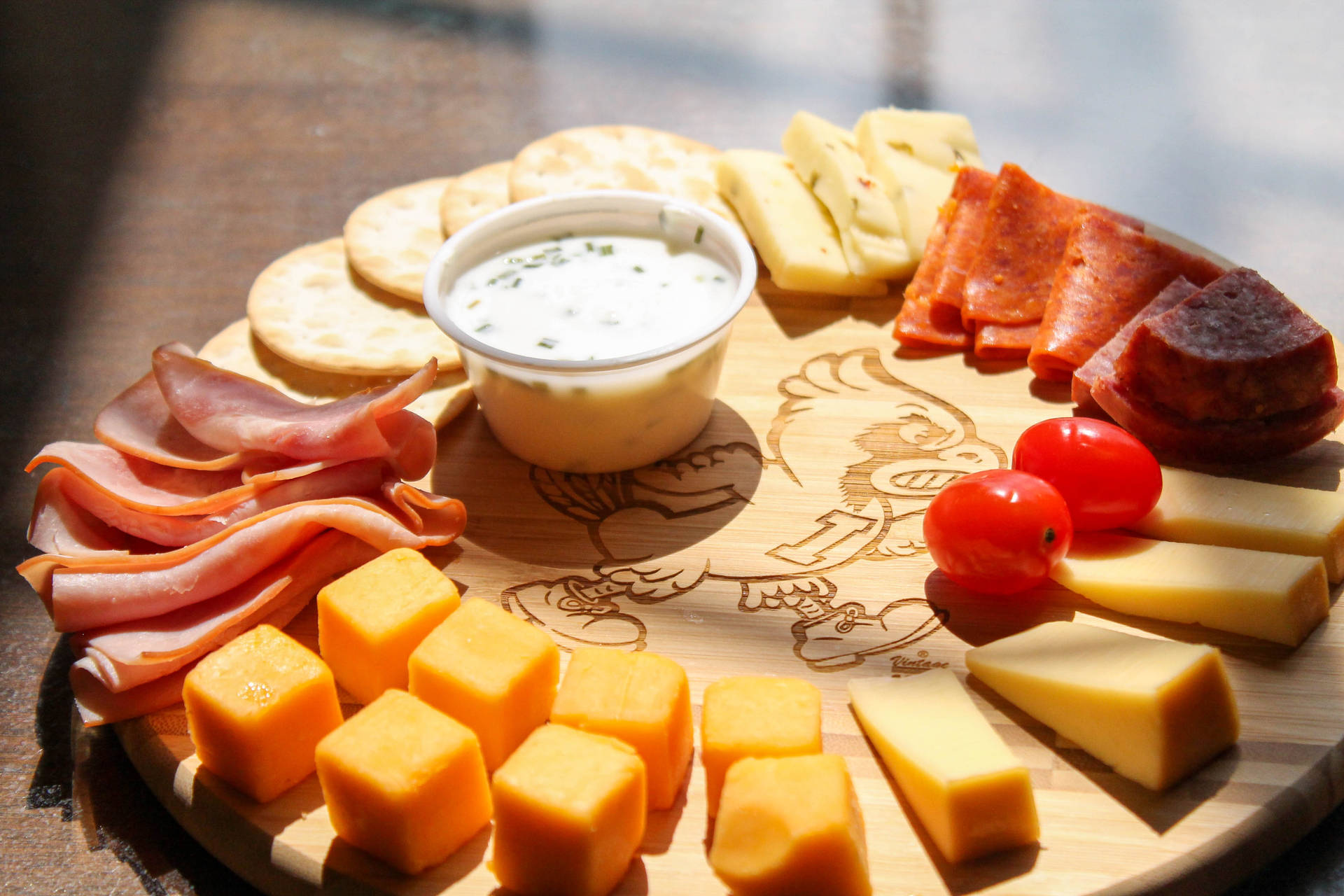 Simple Cheese And Meat Platter Background