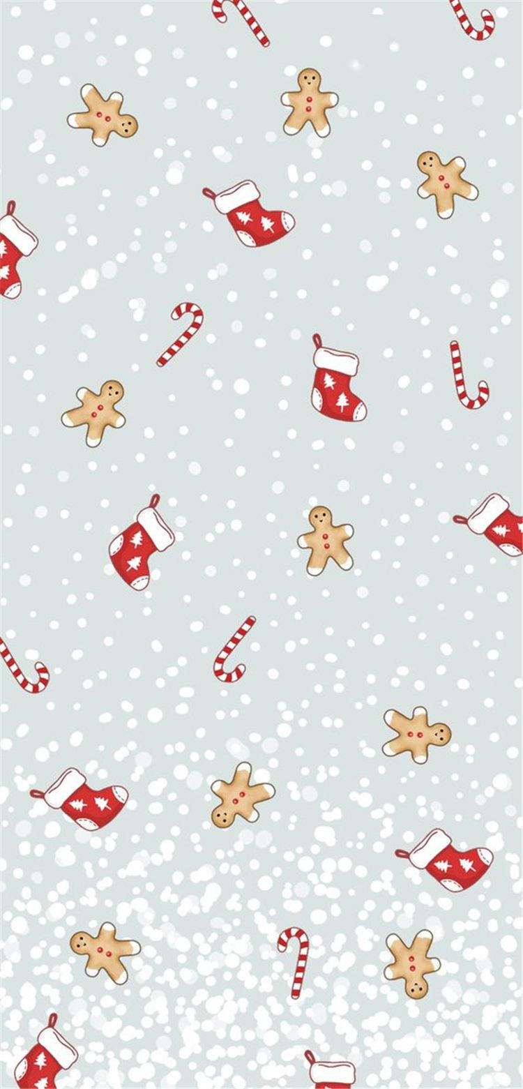 Simple Christmas Cute Socks And Gingerbread Background