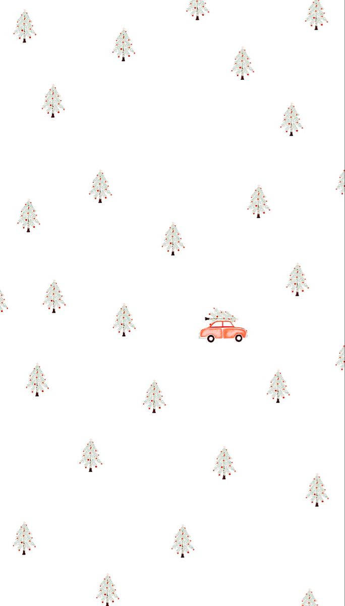 Simple Christmas Trees And Car Background