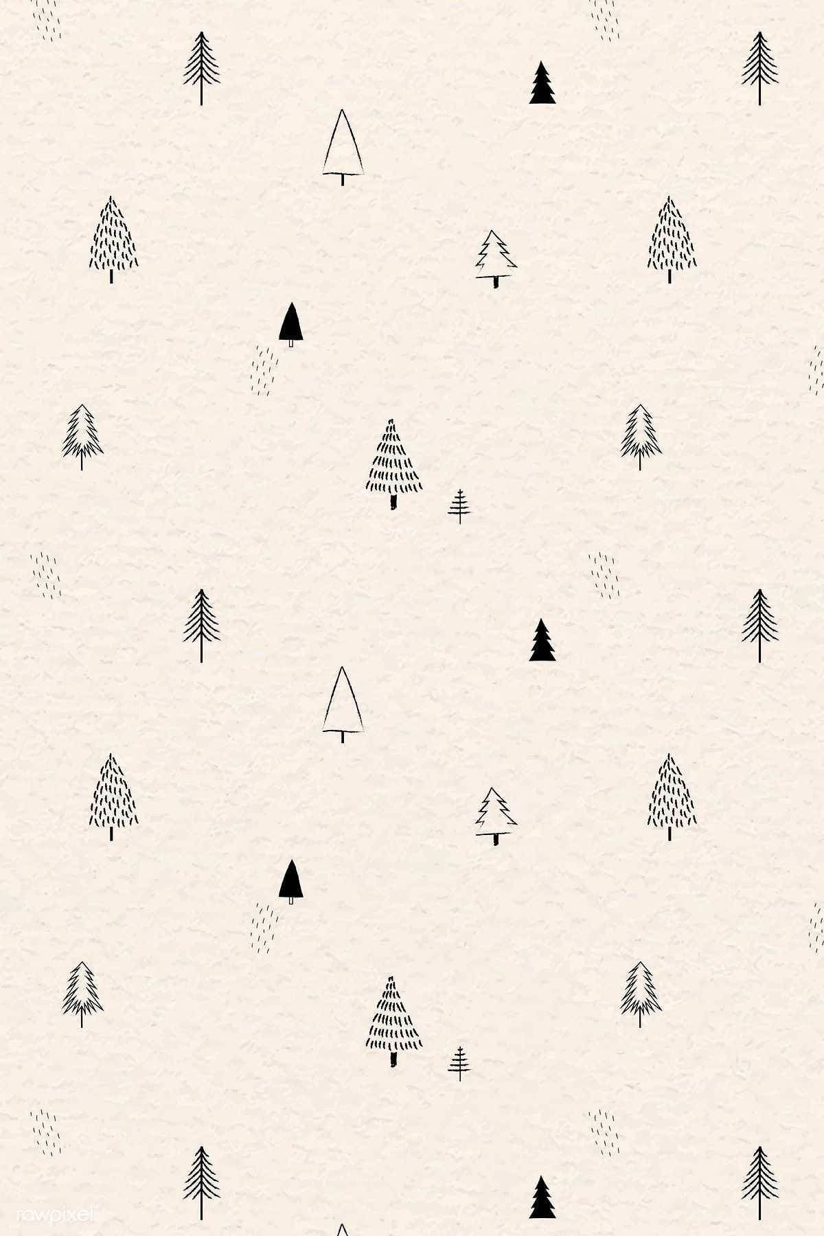 Simple Christmas Trees Doodle Background