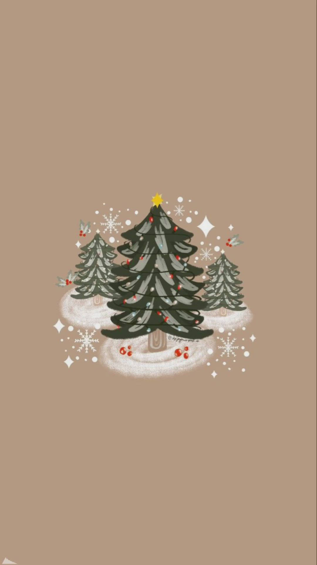 Simple Christmas Trees Glitters Background