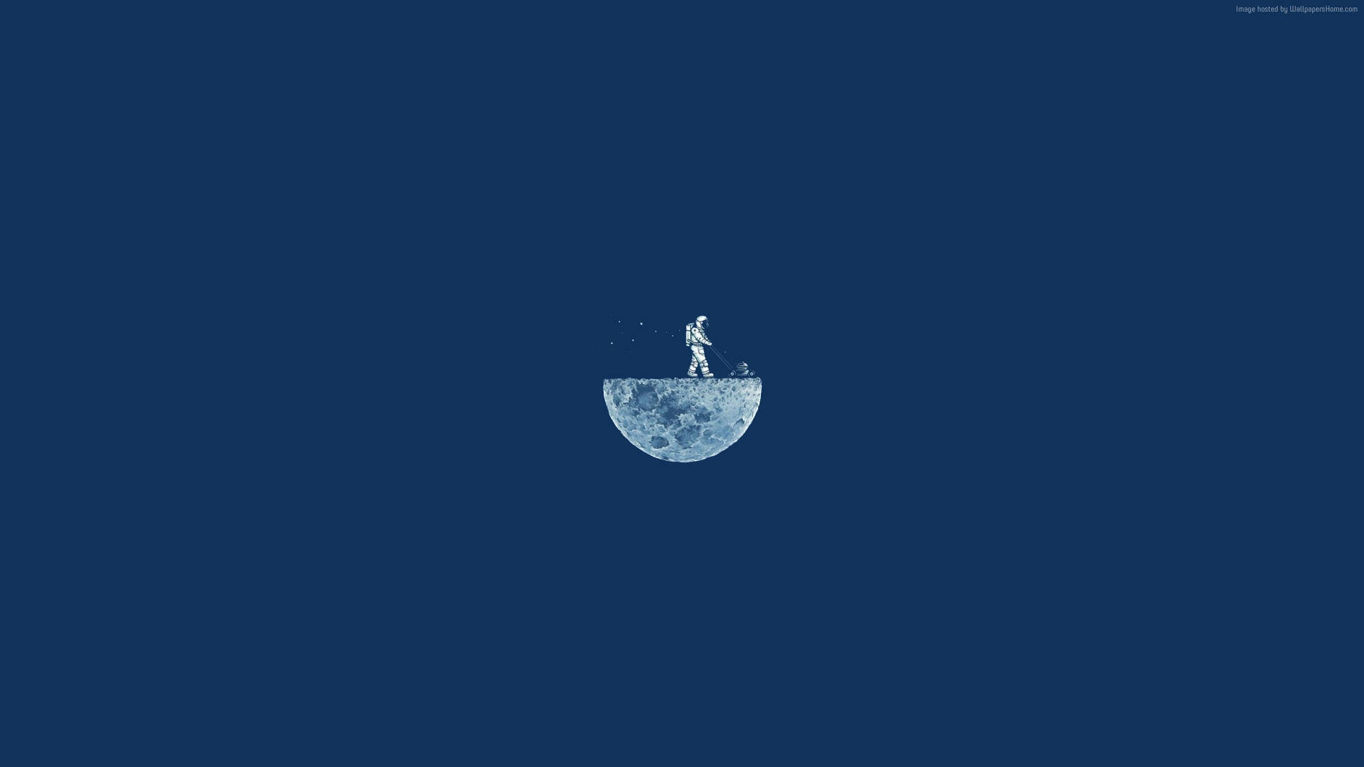 Simple Clean Man On The Moon Background