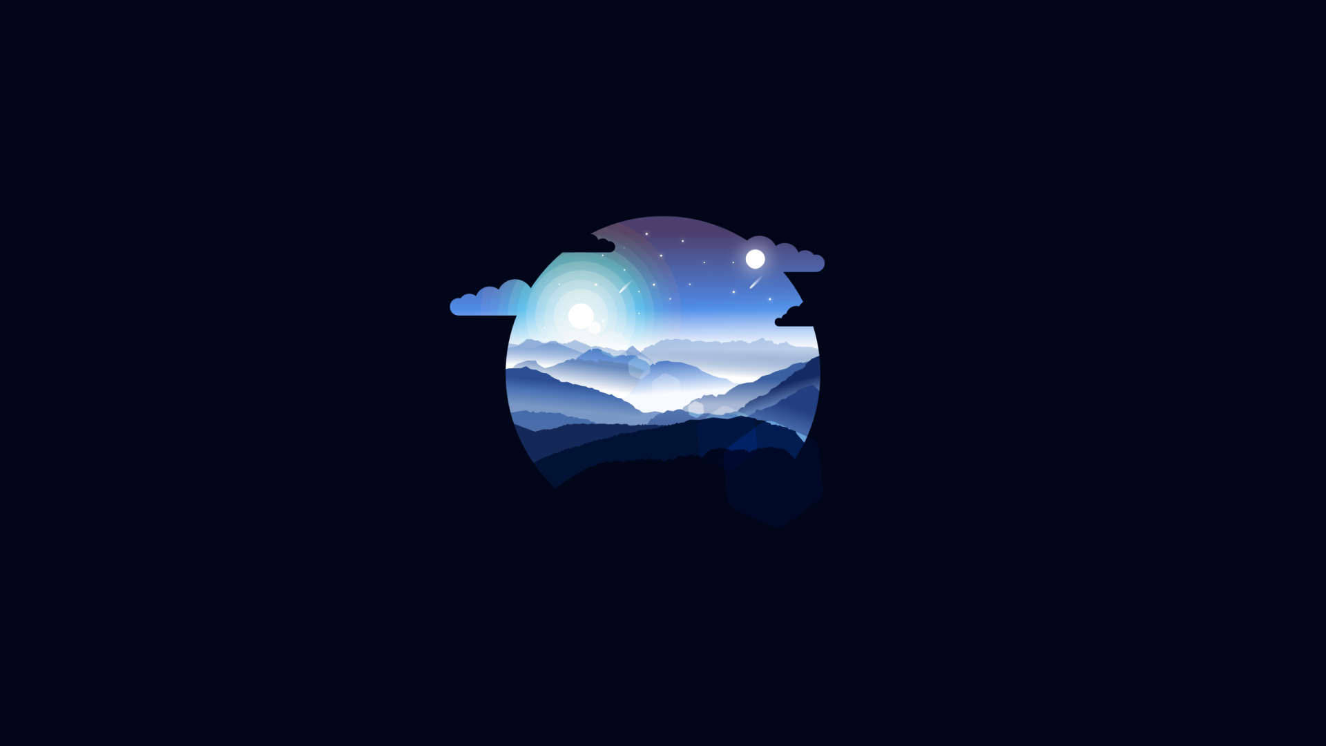 Simple Clean Starry Mountain Range Background