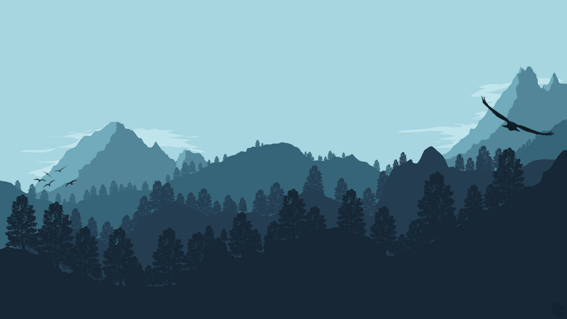 Simple Clean Teal Forest Art Background