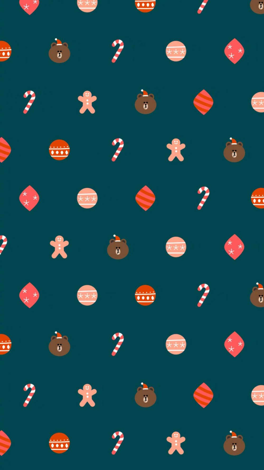 Simple Cute Christmas Iphone Bear Icons Background