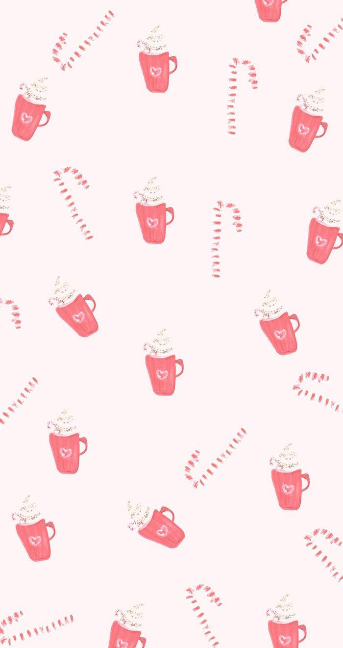 Simple Cute Christmas Iphone Candy And Mug Background