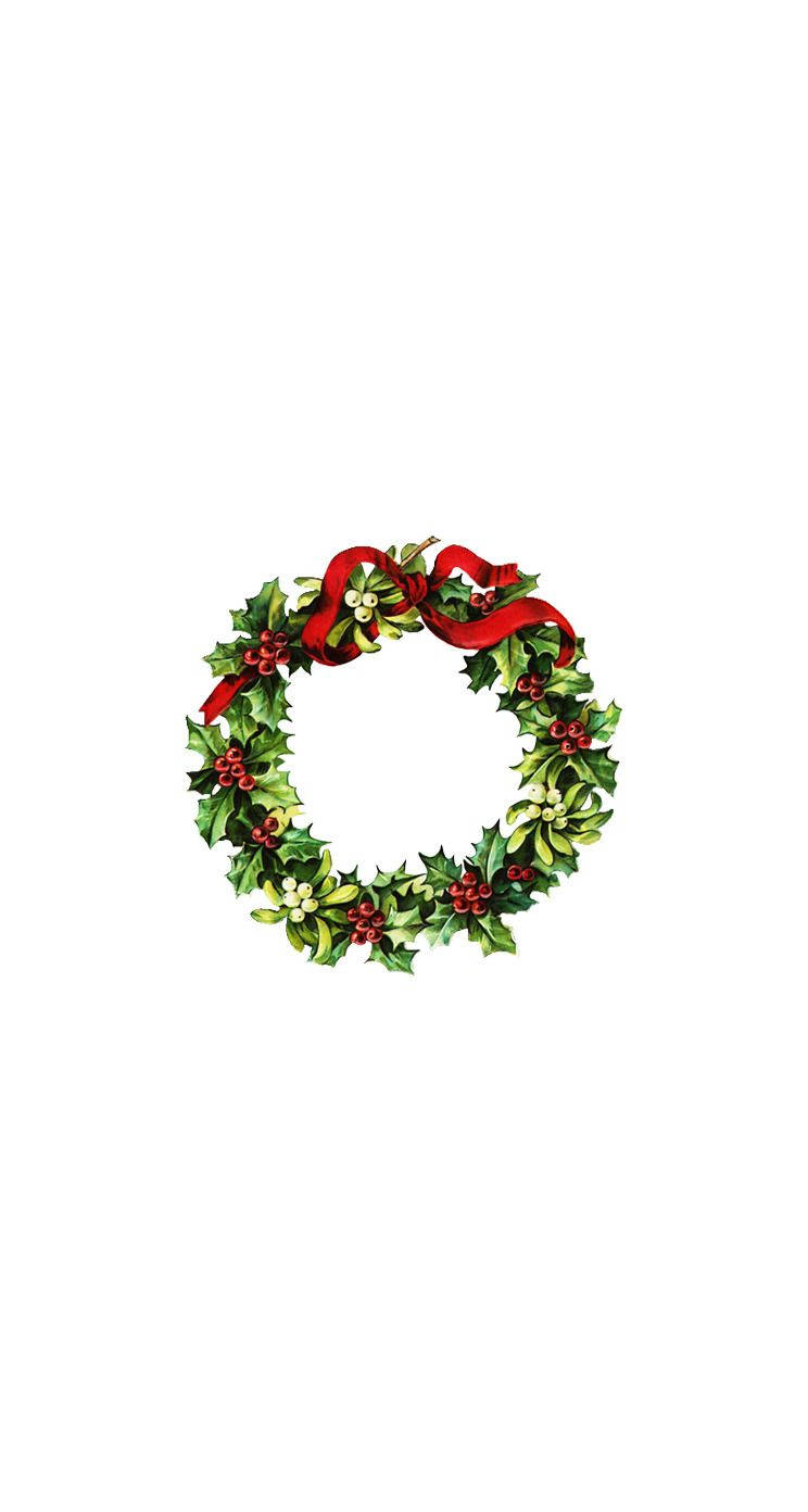 Simple Cute Christmas Iphone Wreath Background