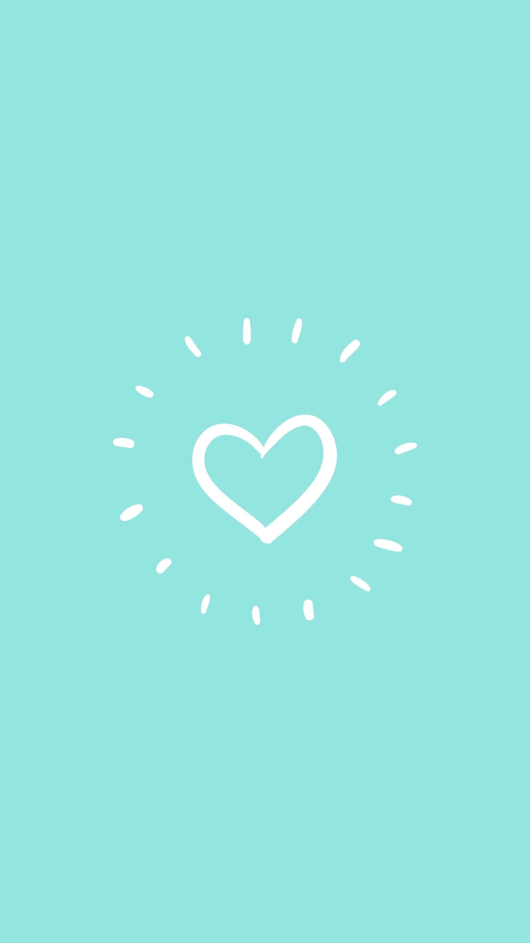 Simple Cute Iphone Teal Heart Digital Art Background