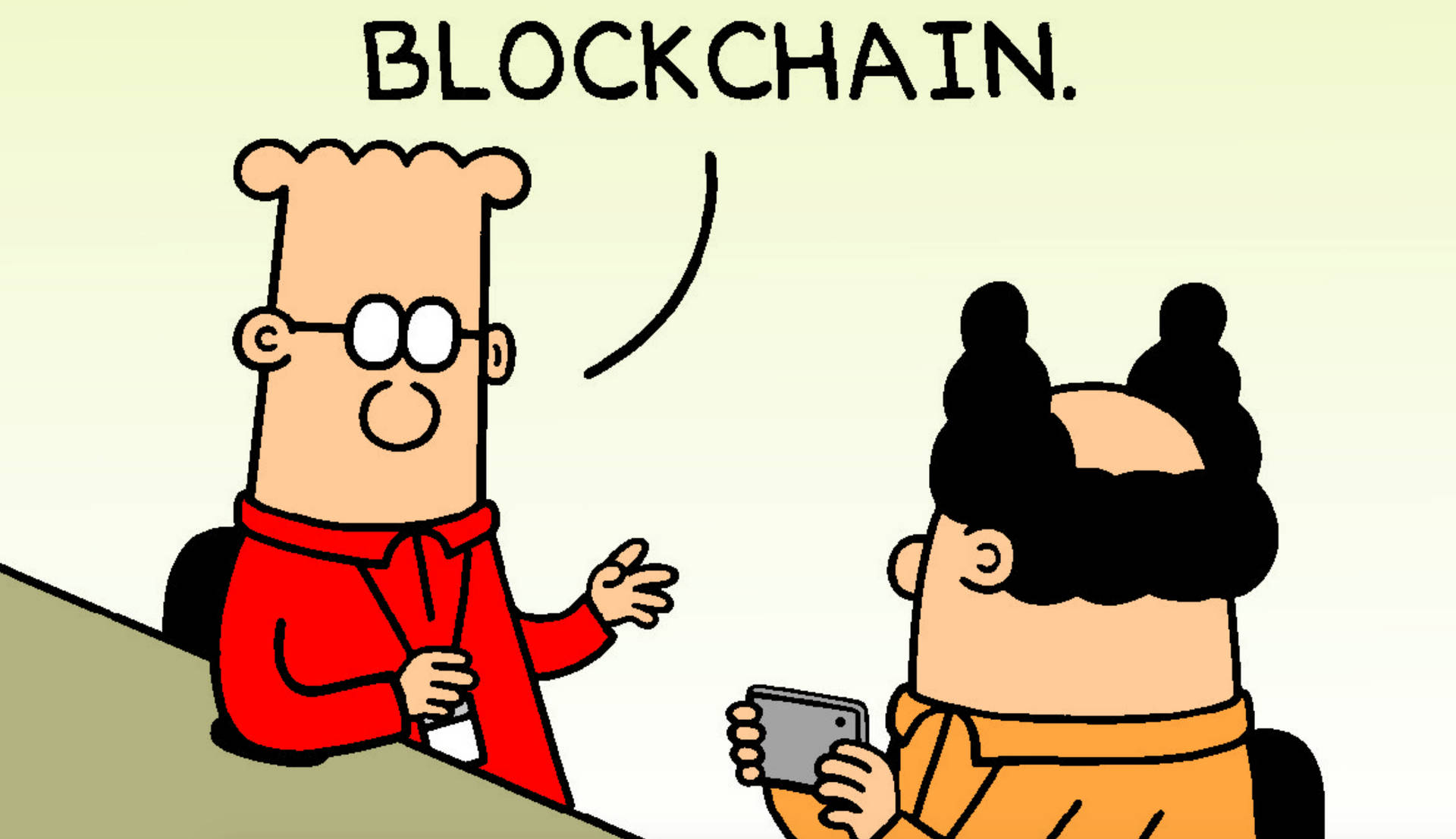 Simple Dilbert Blockchain Comic Background