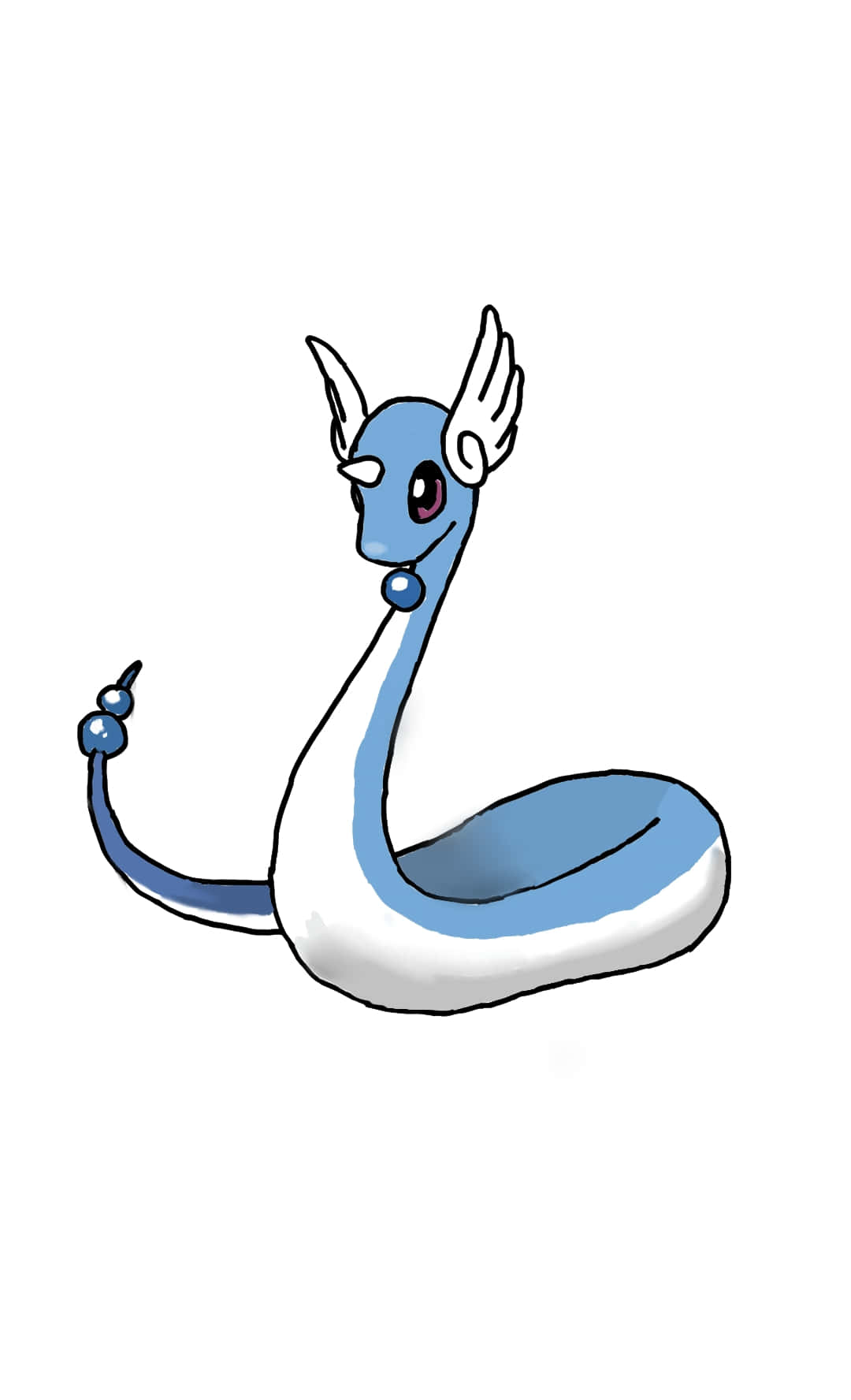 Simple Dragonair Illustration On White Background Background